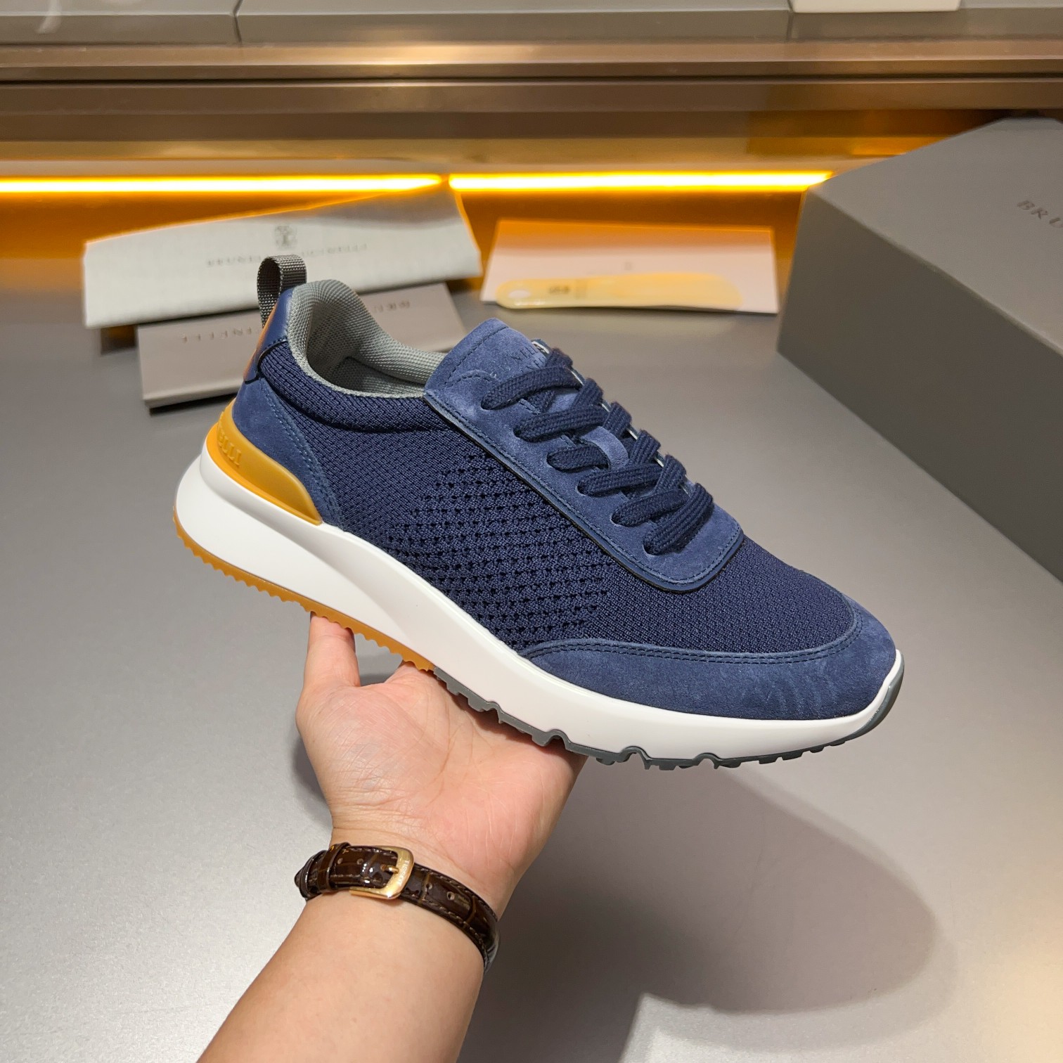 Brunello Cucinelli Primavera/Verano Nuevo Bloque de color de los zapatos de los hombres del tablero 