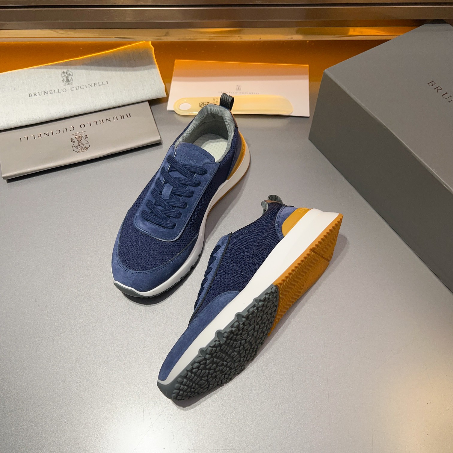 Brunello Cucinelli Primavera/Verano Nuevo Bloque de color de los zapatos de los hombres del tablero 