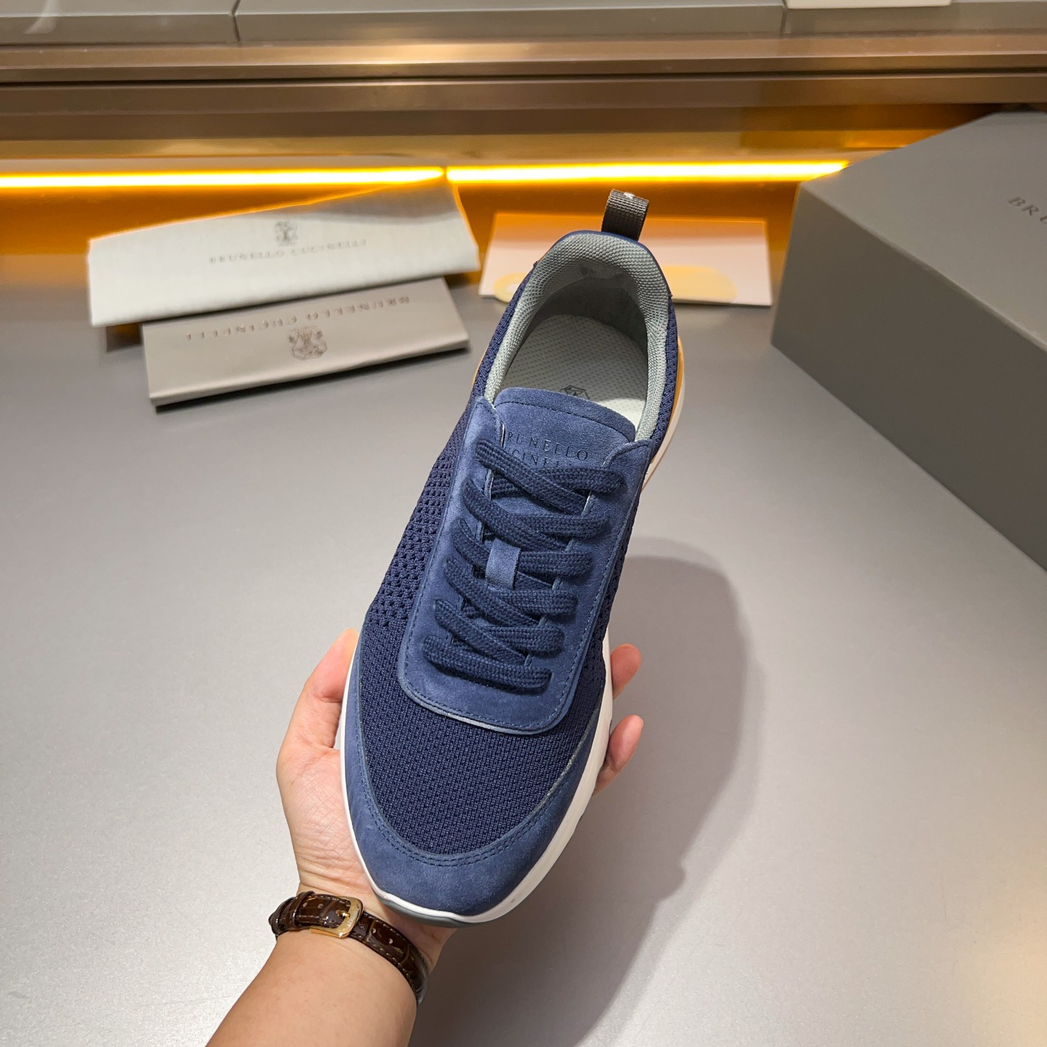 Brunello Cucinelli Primavera/Verano Nuevo Bloque de color de los zapatos de los hombres del tablero 