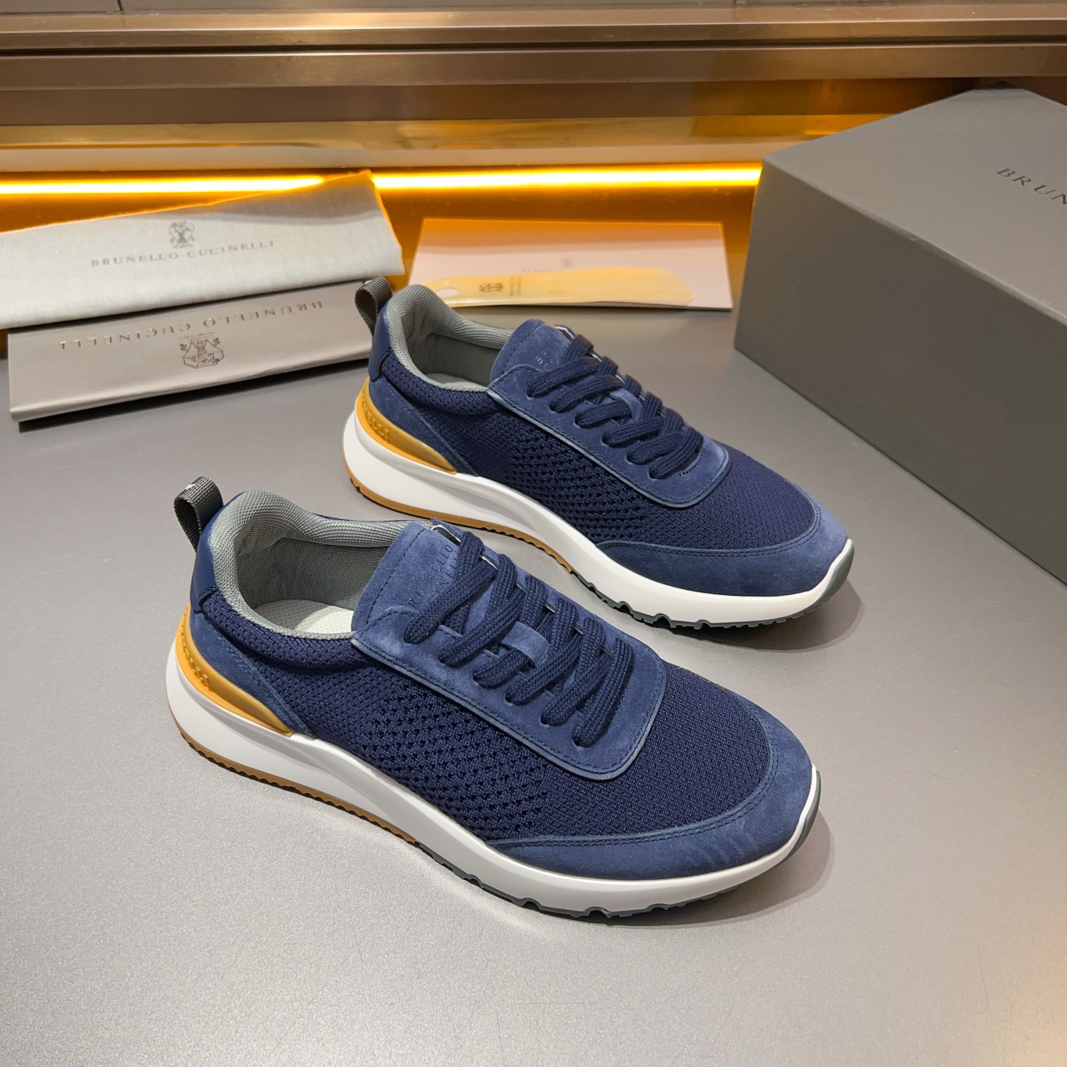 Brunello Cucinelli Primavera/Verano Nuevo Bloque de color de los zapatos de los hombres del tablero 