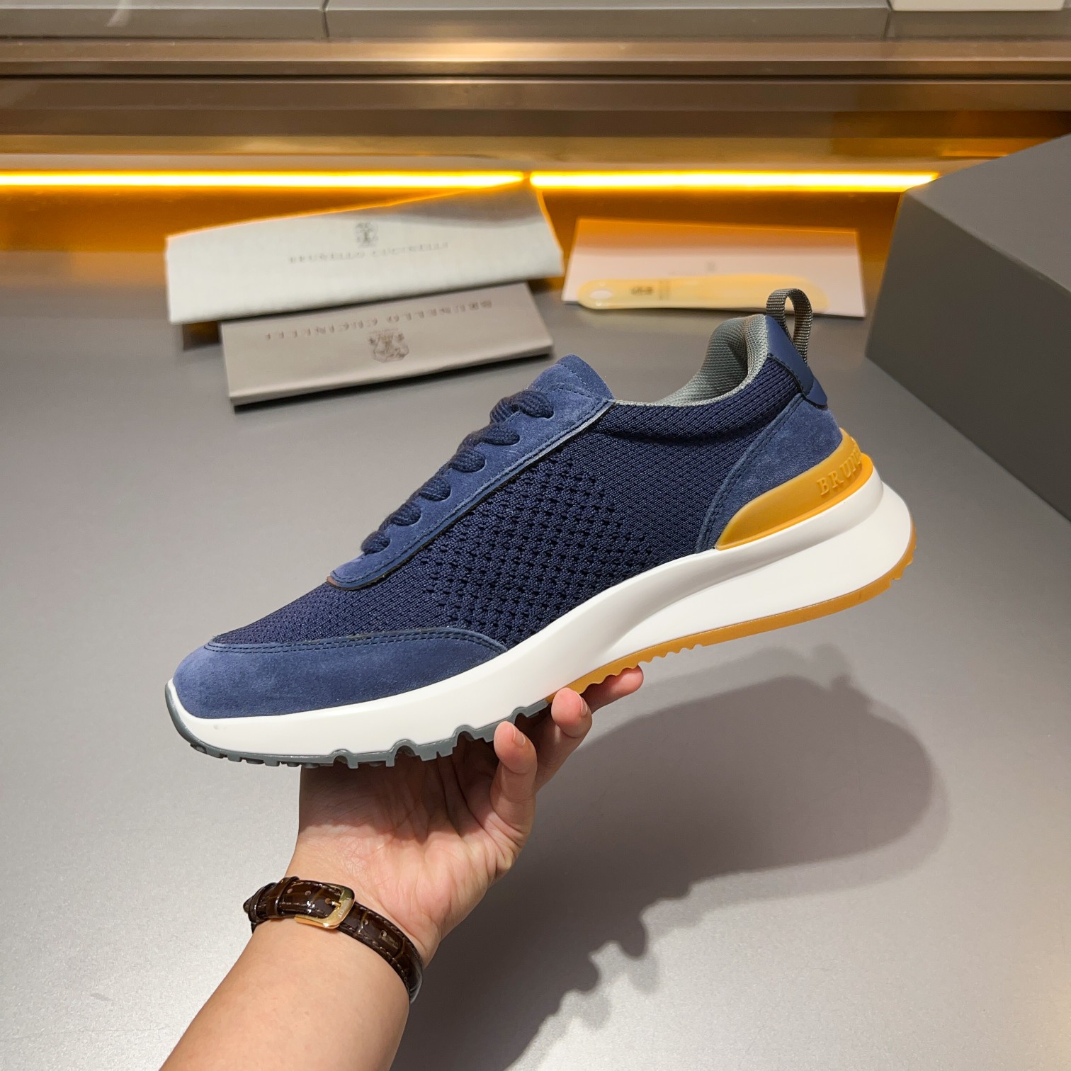 Brunello Cucinelli Primavera/Verano Nuevo Bloque de color de los zapatos de los hombres del tablero 
