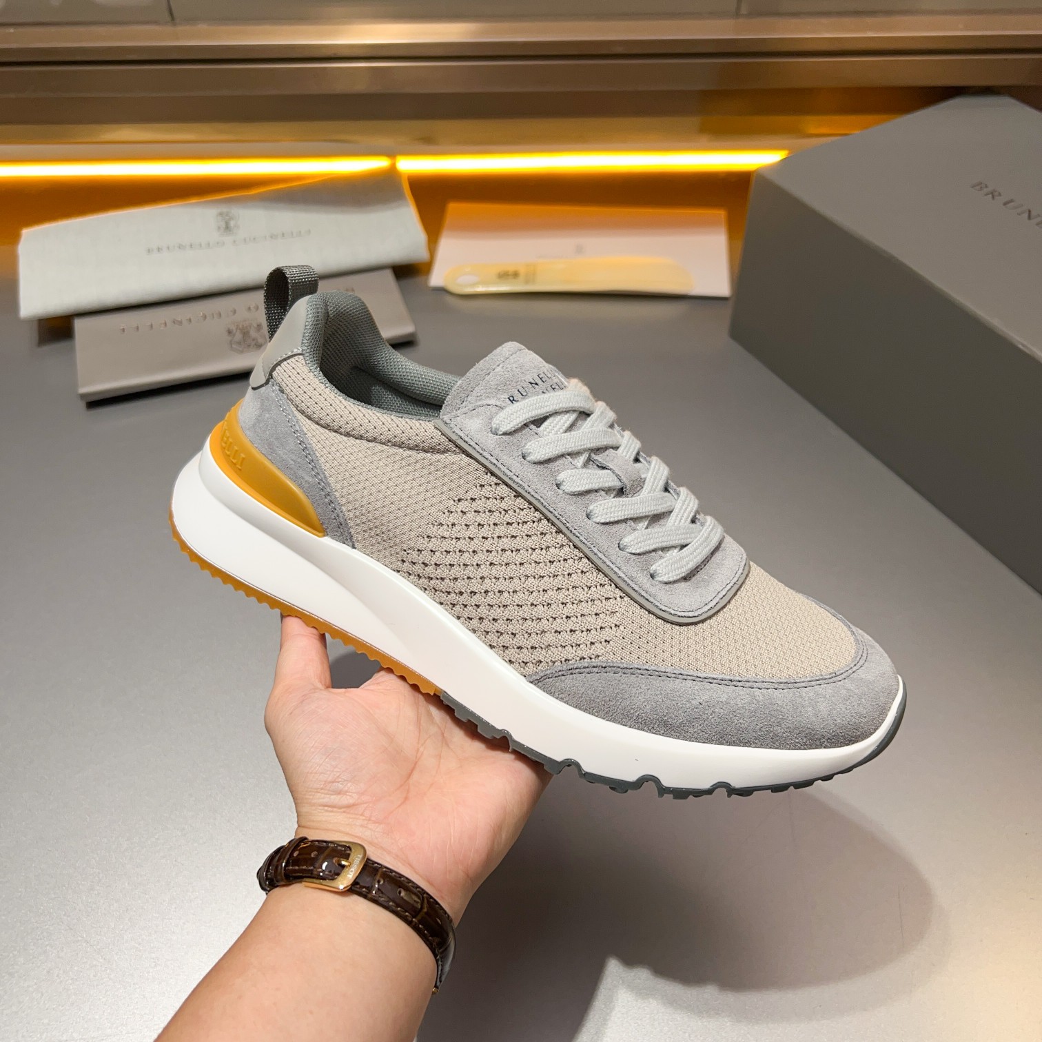 Brunello Cucinelli Primavera/Verano Nuevo Bloque de color de los zapatos de los hombres del tablero 