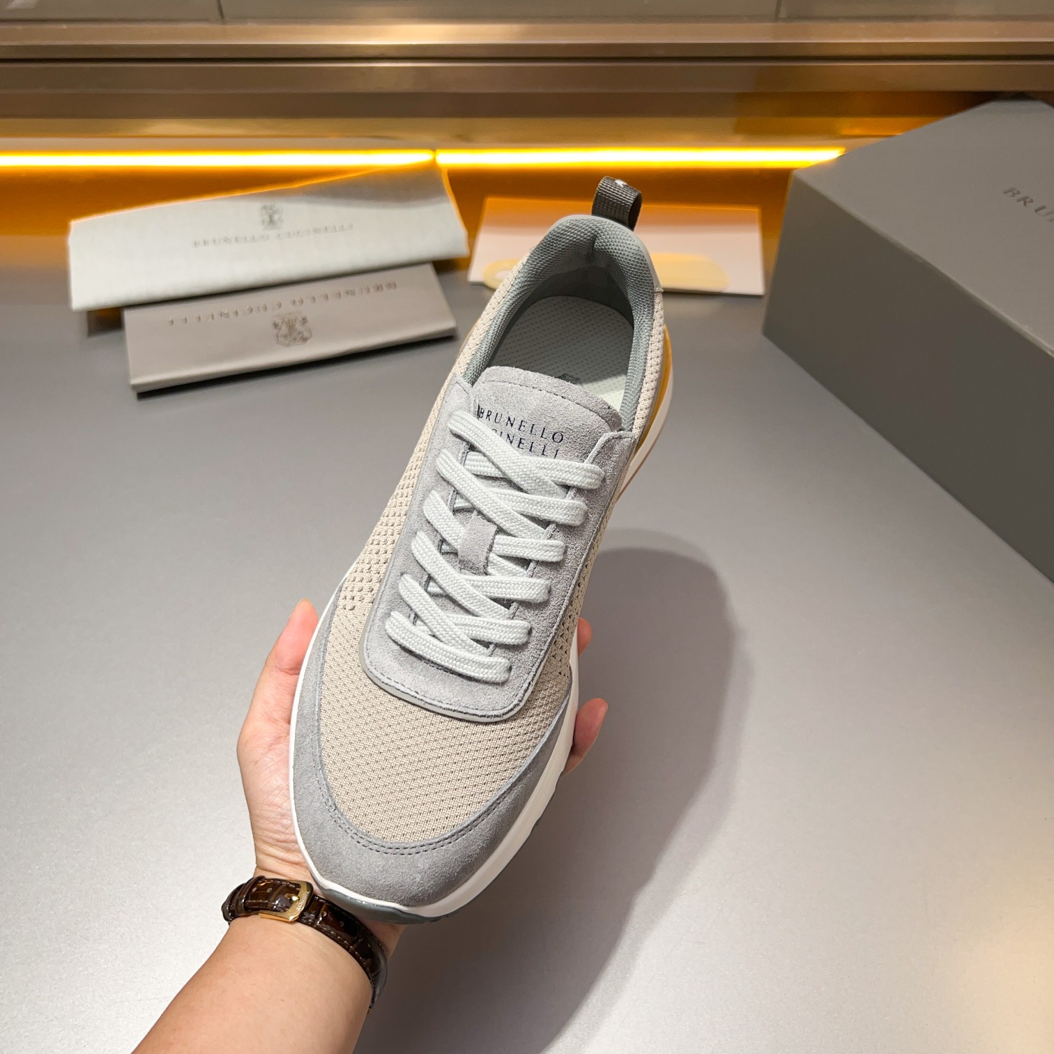 Brunello Cucinelli Primavera/Verano Nuevo Bloque de color de los zapatos de los hombres del tablero 