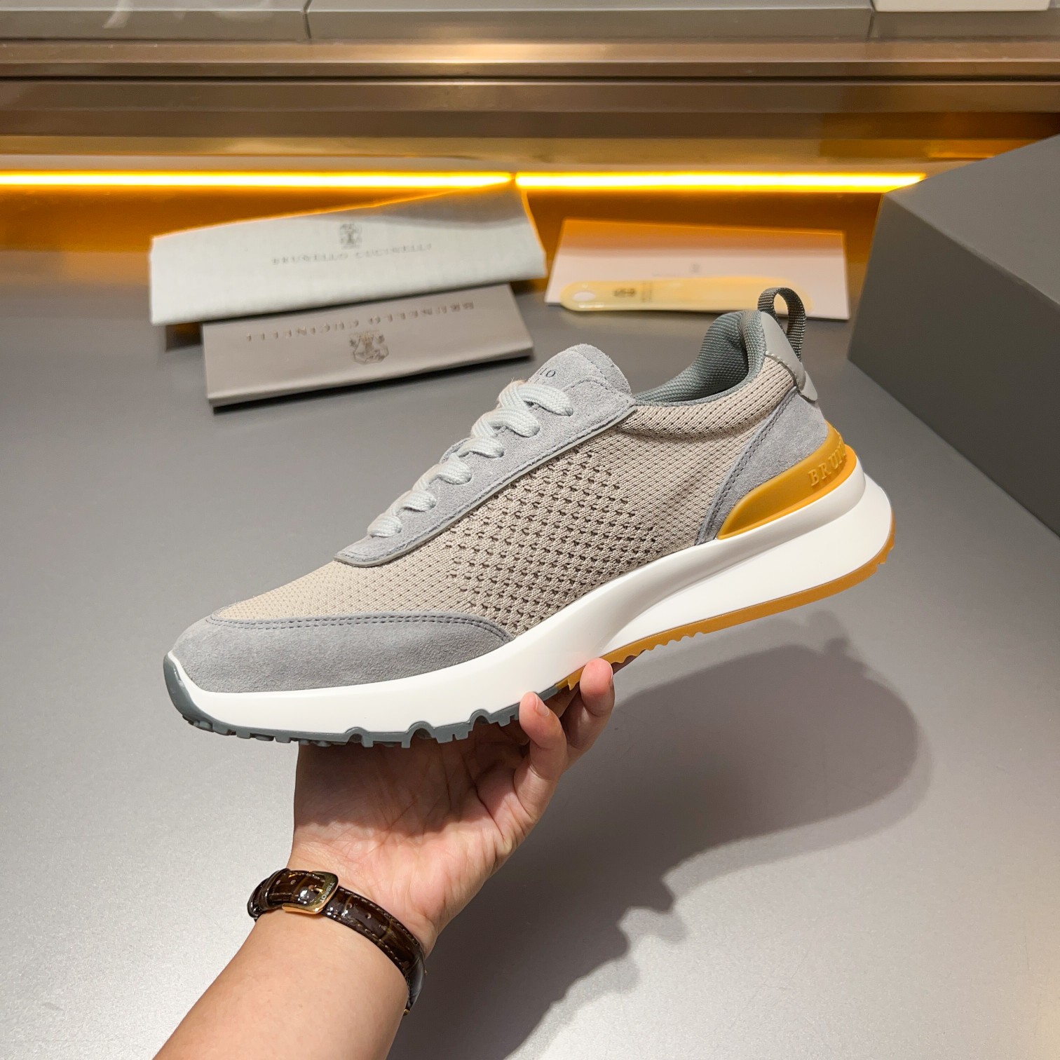Brunello Cucinelli Primavera/Verano Nuevo Bloque de color de los zapatos de los hombres del tablero 