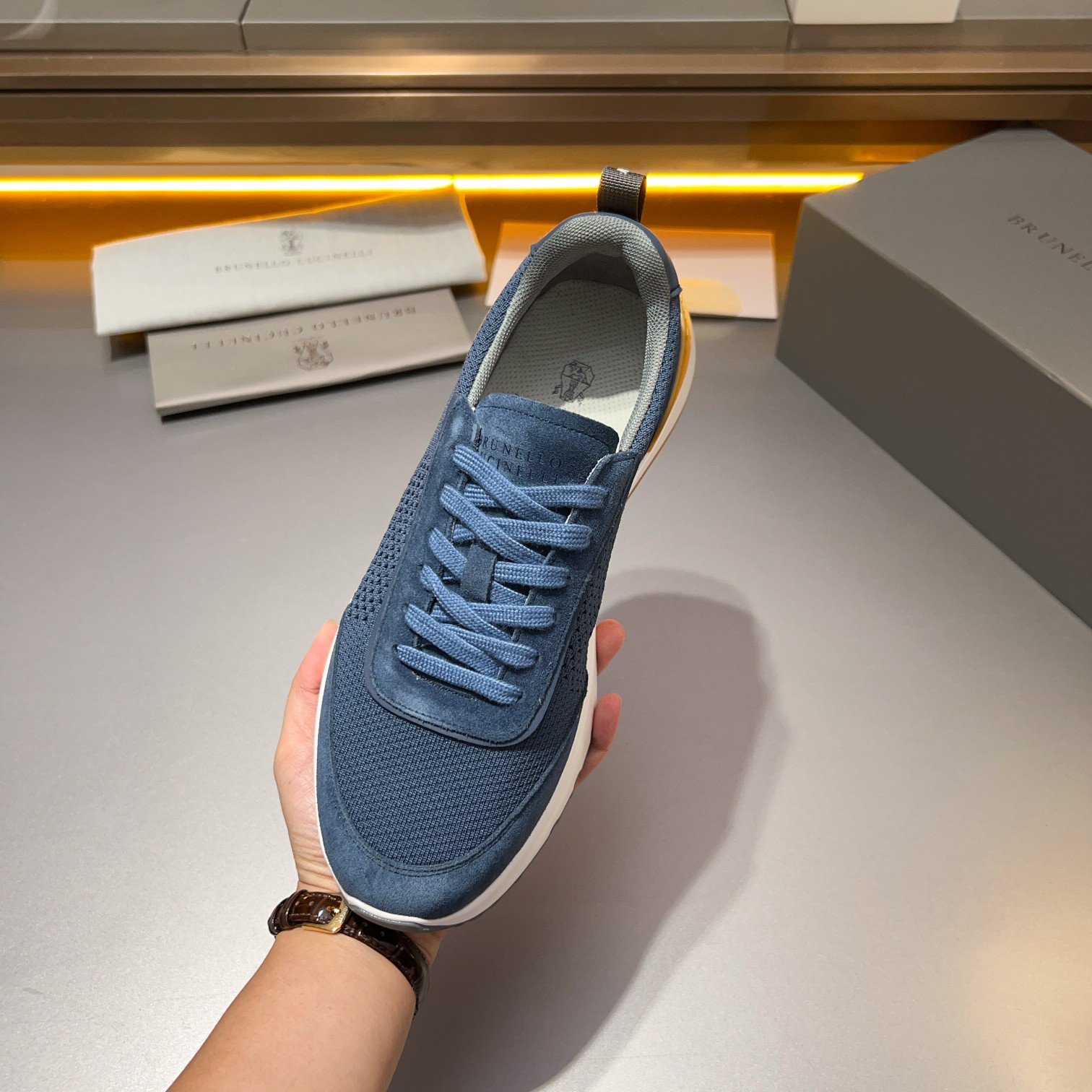 Brunello Cucinelli Primavera/Verano Nuevo Bloque de color de los zapatos de los hombres del tablero 