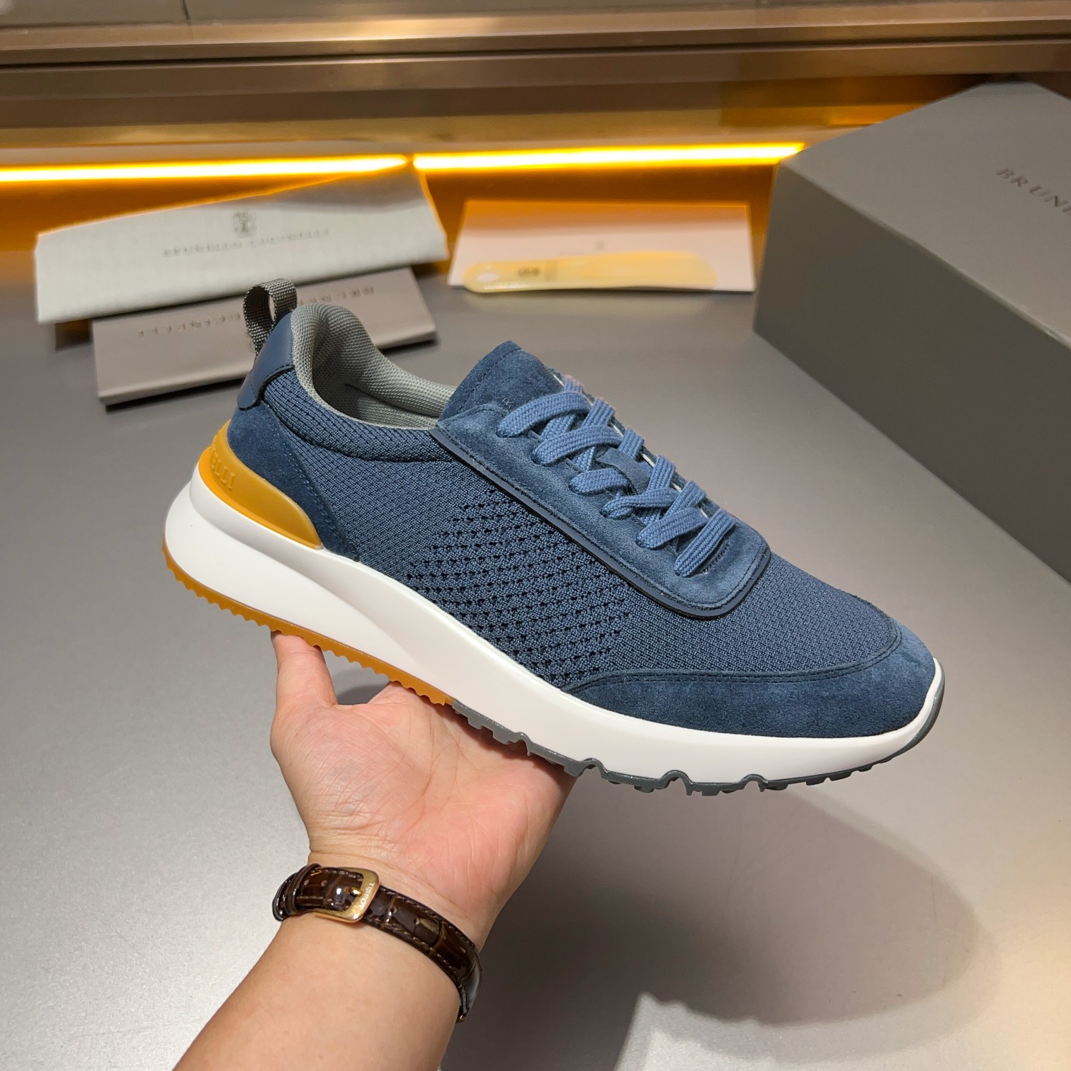 Brunello Cucinelli Primavera/Verano Nuevo Bloque de color de los zapatos de los hombres del tablero 