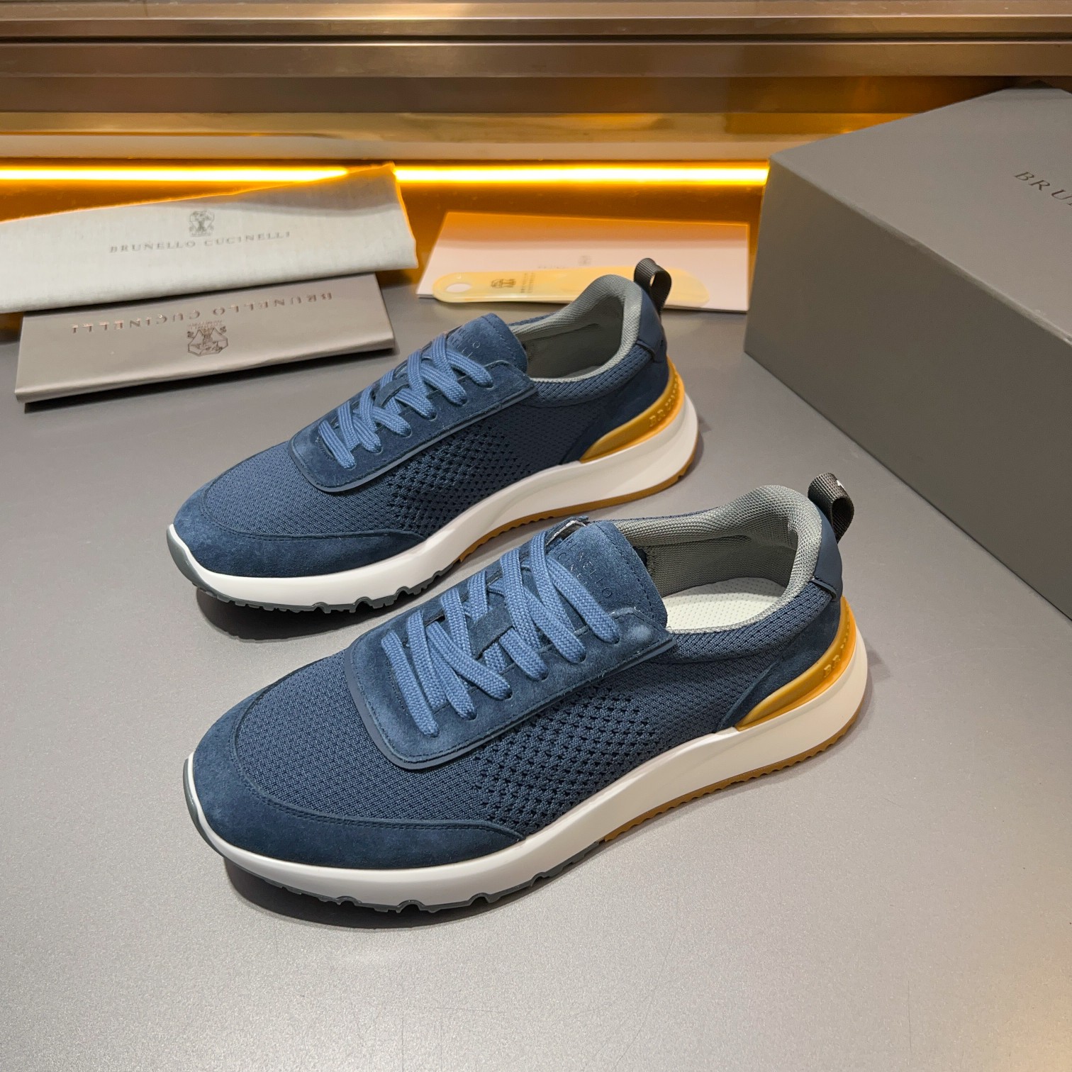 Brunello Cucinelli Primavera/Verano Nuevo Bloque de color de los zapatos de los hombres del tablero 