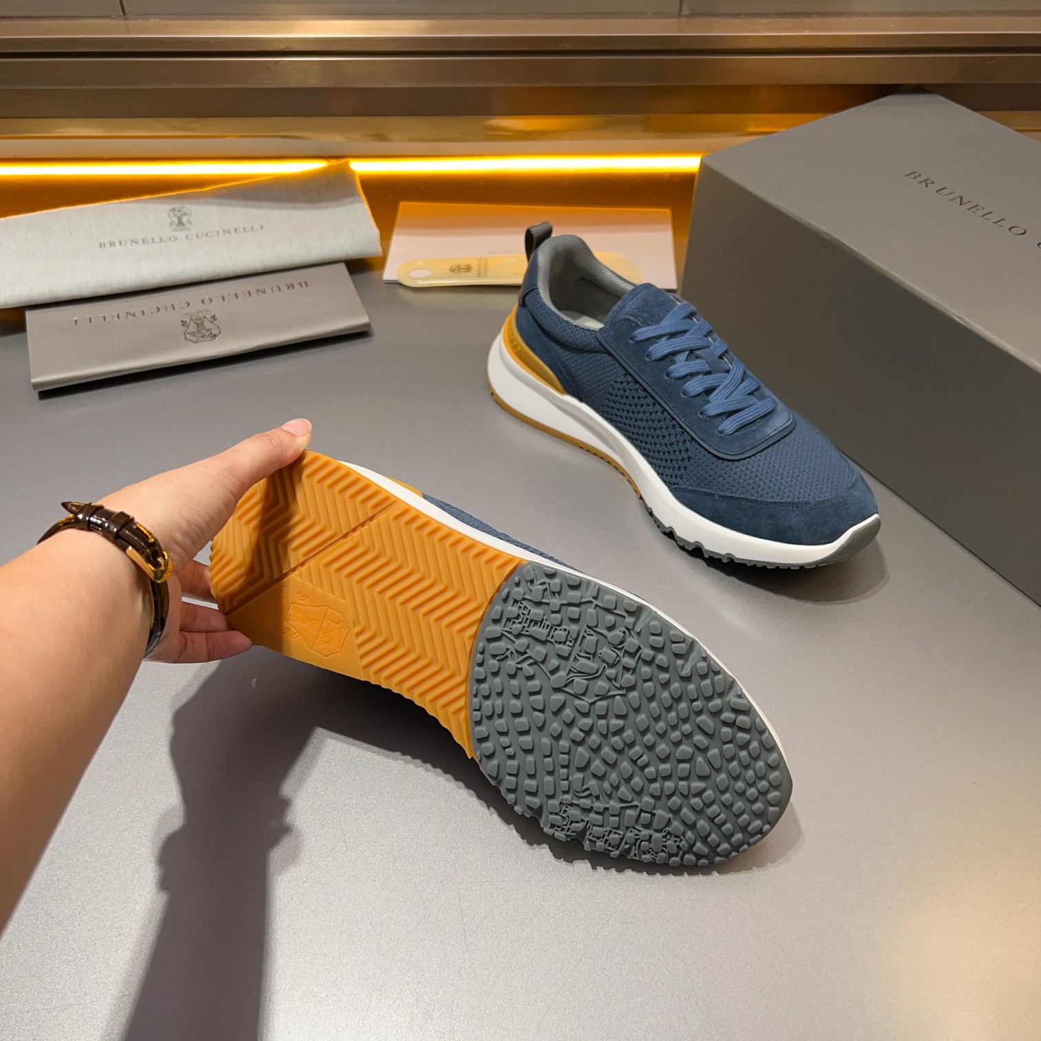 Brunello Cucinelli Primavera/Verano Nuevo Bloque de color de los zapatos de los hombres del tablero 