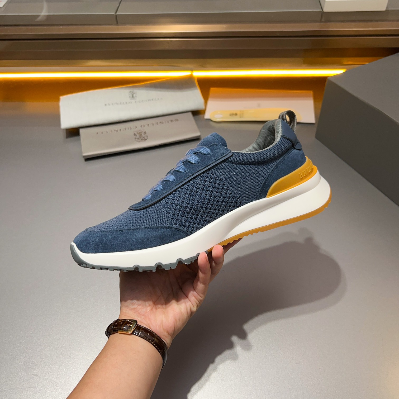 Brunello Cucinelli Primavera/Verano Nuevo Bloque de color de los zapatos de los hombres del tablero 