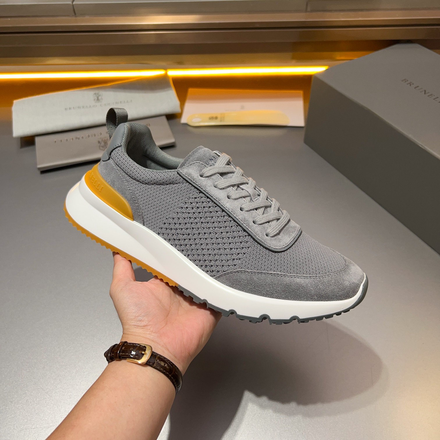 Brunello Cucinelli Primavera/Verano Nuevo Bloque de color de los zapatos de los hombres del tablero 