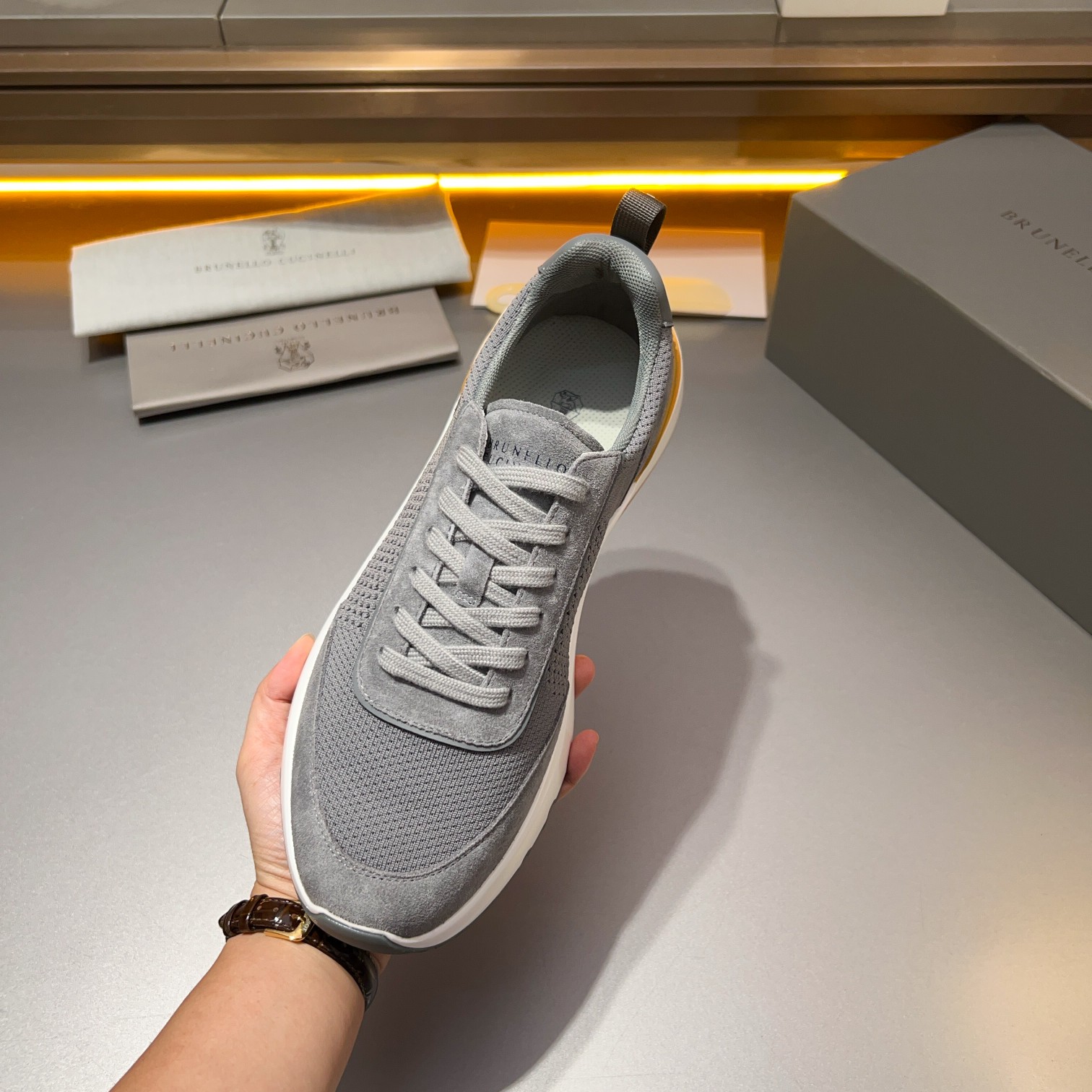 Brunello Cucinelli Primavera/Verano Nuevo Bloque de color de los zapatos de los hombres del tablero 