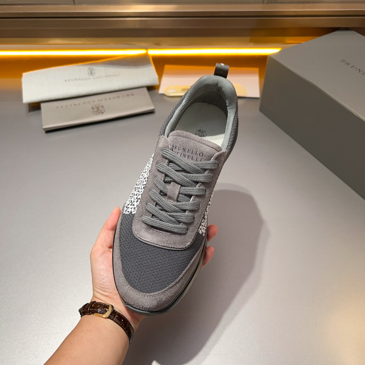 Brunello Cucinelli Primavera/Verano Nuevo Bloque de color de los zapatos de los hombres del tablero 