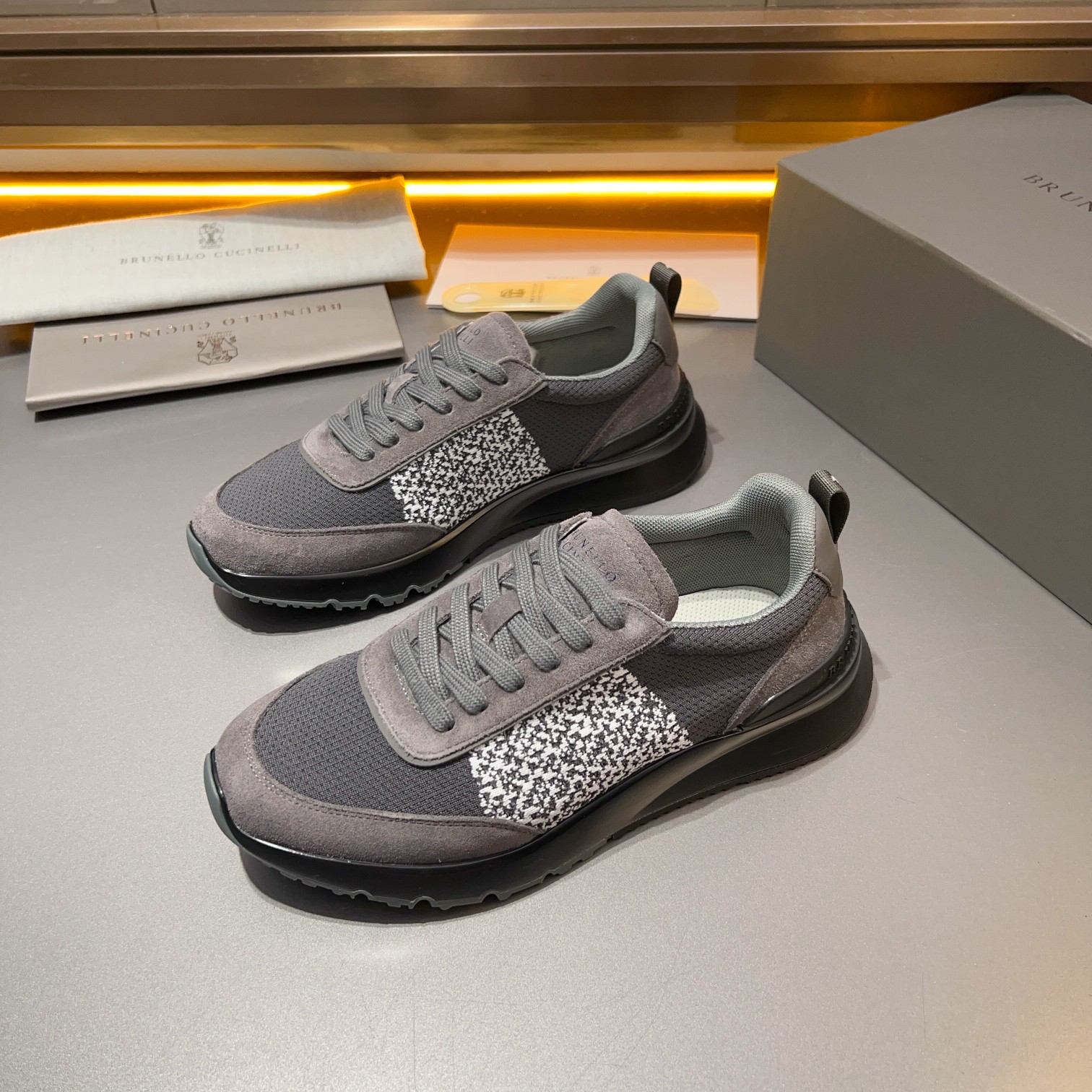 Brunello Cucinelli Primavera/Verano Nuevo Bloque de color de los zapatos de los hombres del tablero 