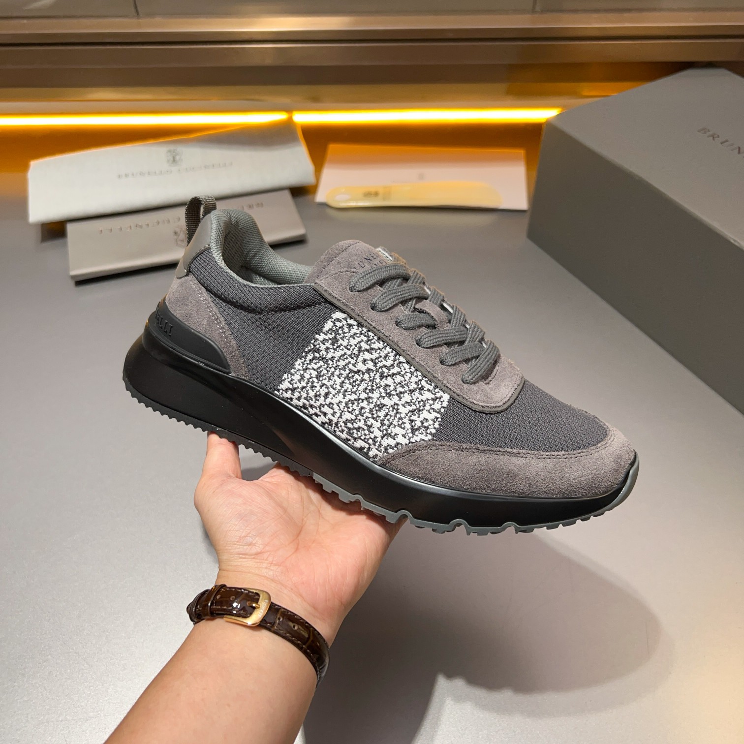 Brunello Cucinelli Primavera/Verano Nuevo Bloque de color de los zapatos de los hombres del tablero 