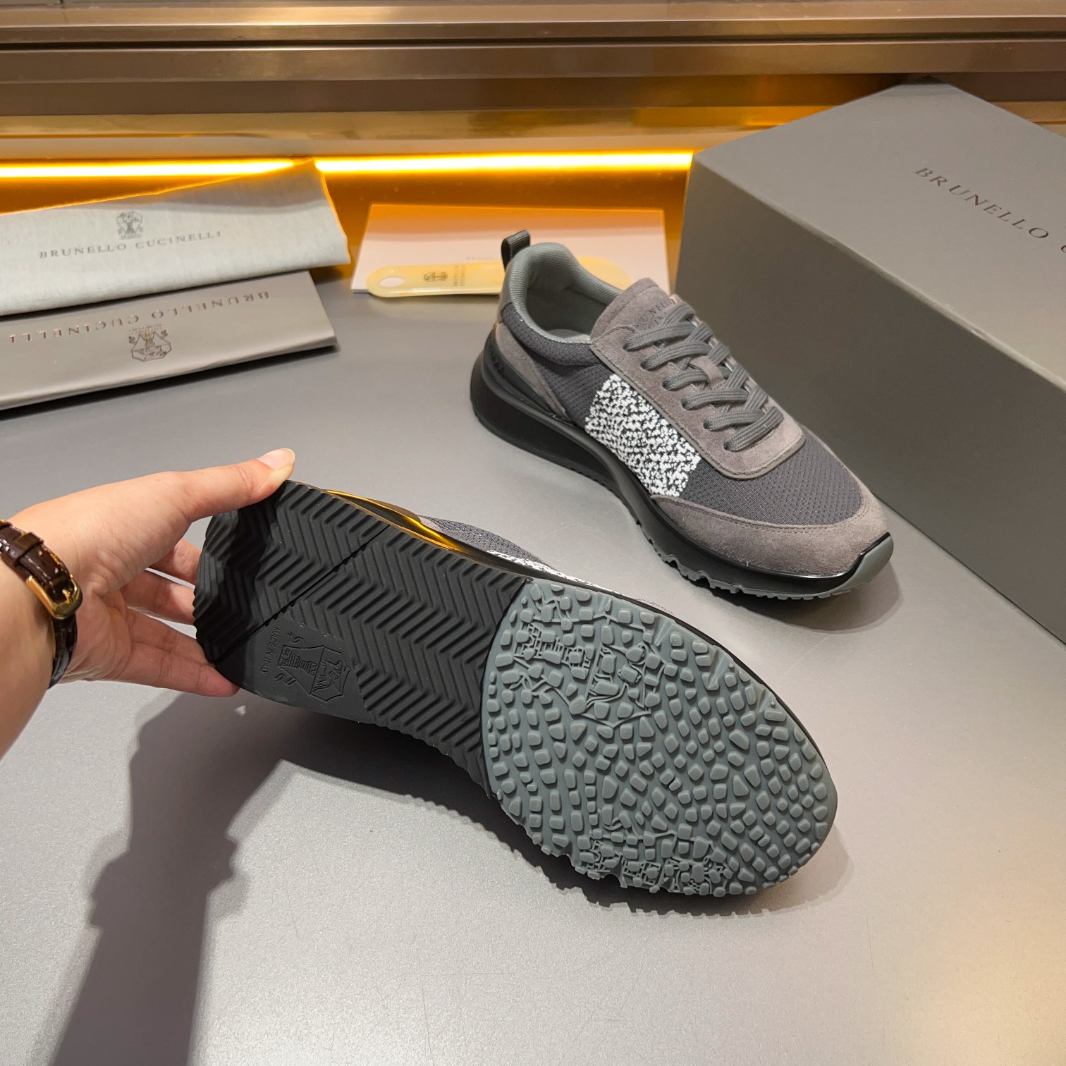 Brunello Cucinelli Primavera/Verano Nuevo Bloque de color de los zapatos de los hombres del tablero 