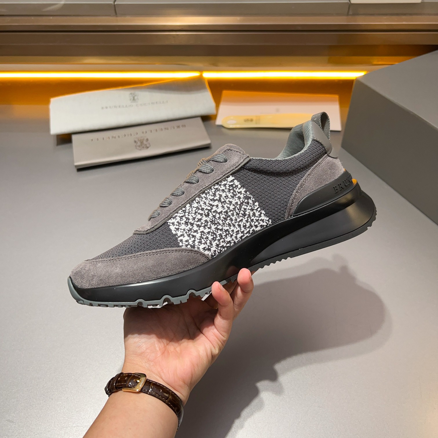 Brunello Cucinelli Primavera/Verano Nuevo Bloque de color de los zapatos de los hombres del tablero 