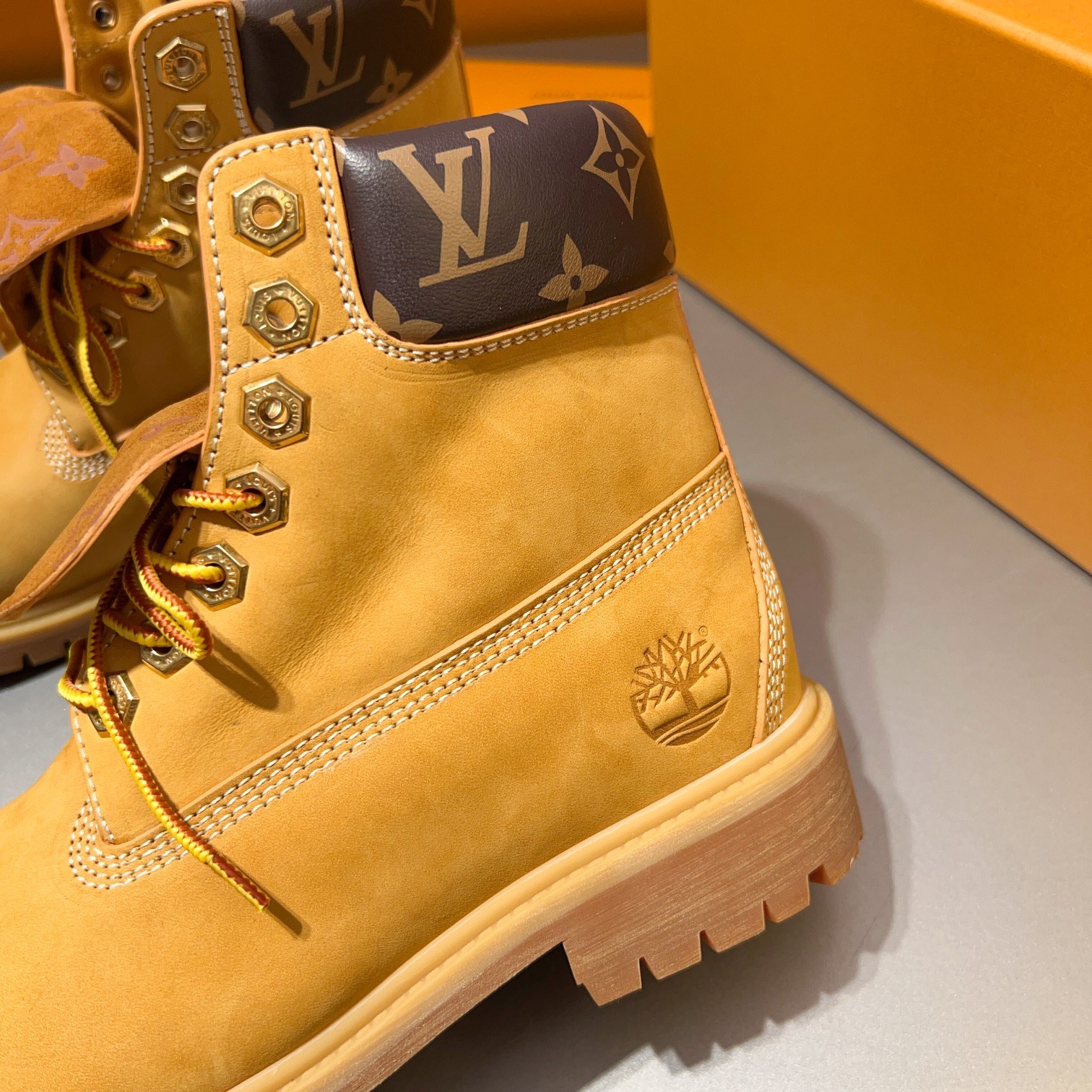 Top LV x Timberland Timberland modelos de marca conjunta botas amarillas pasadas de moda y botas de 