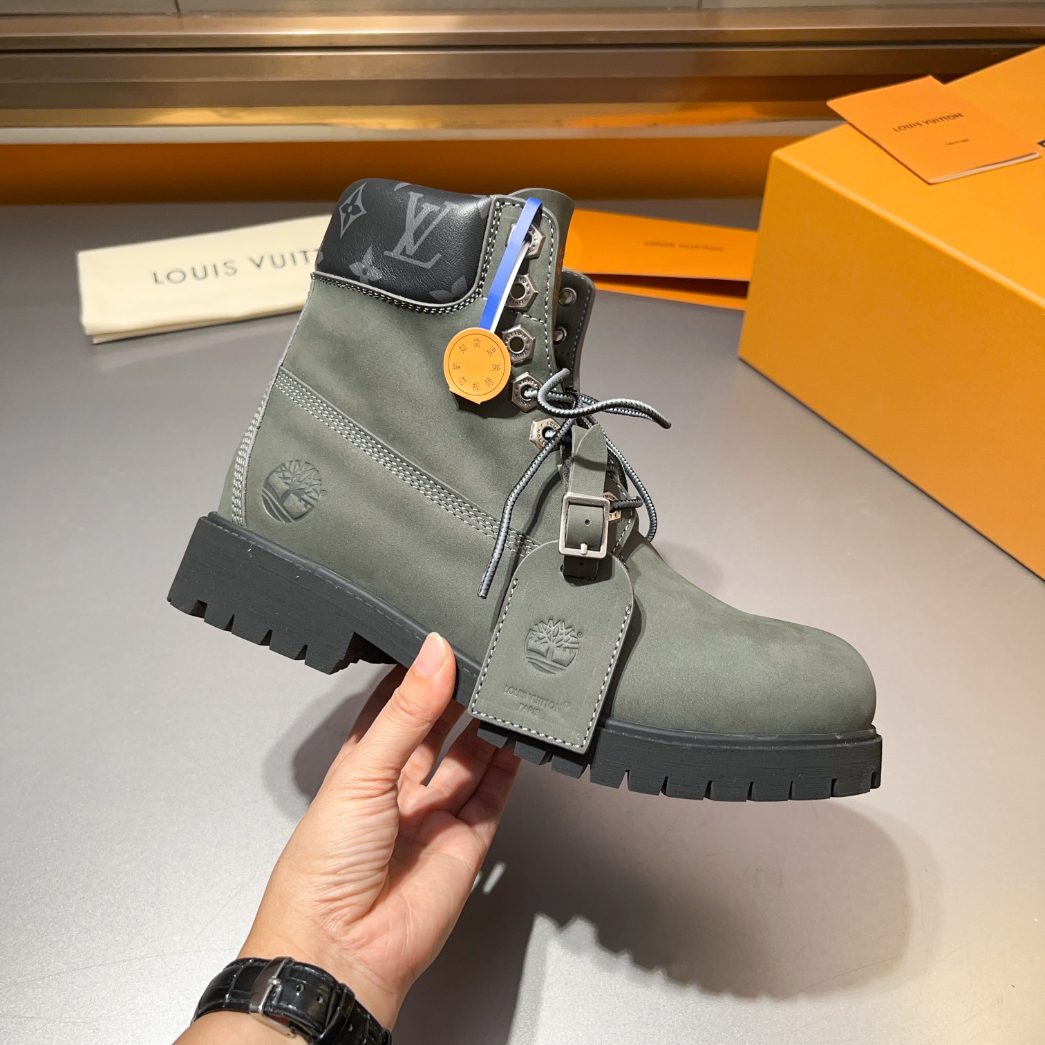 Top LV x Timberland Timberland modelos de marca conjunta botas amarillas pasadas de moda y botas de 