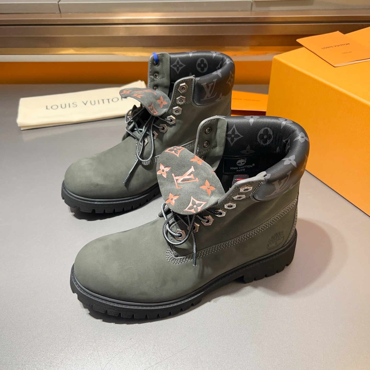 Top LV x Timberland Timberland modelos de marca conjunta botas amarillas pasadas de moda y botas de 