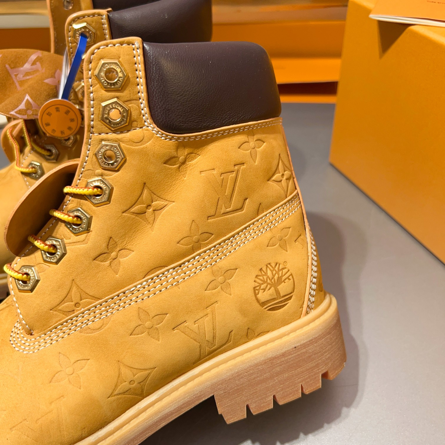 Top LV x Timberland Timberland modelos de marca conjunta botas amarillas pasadas de moda y botas de 
