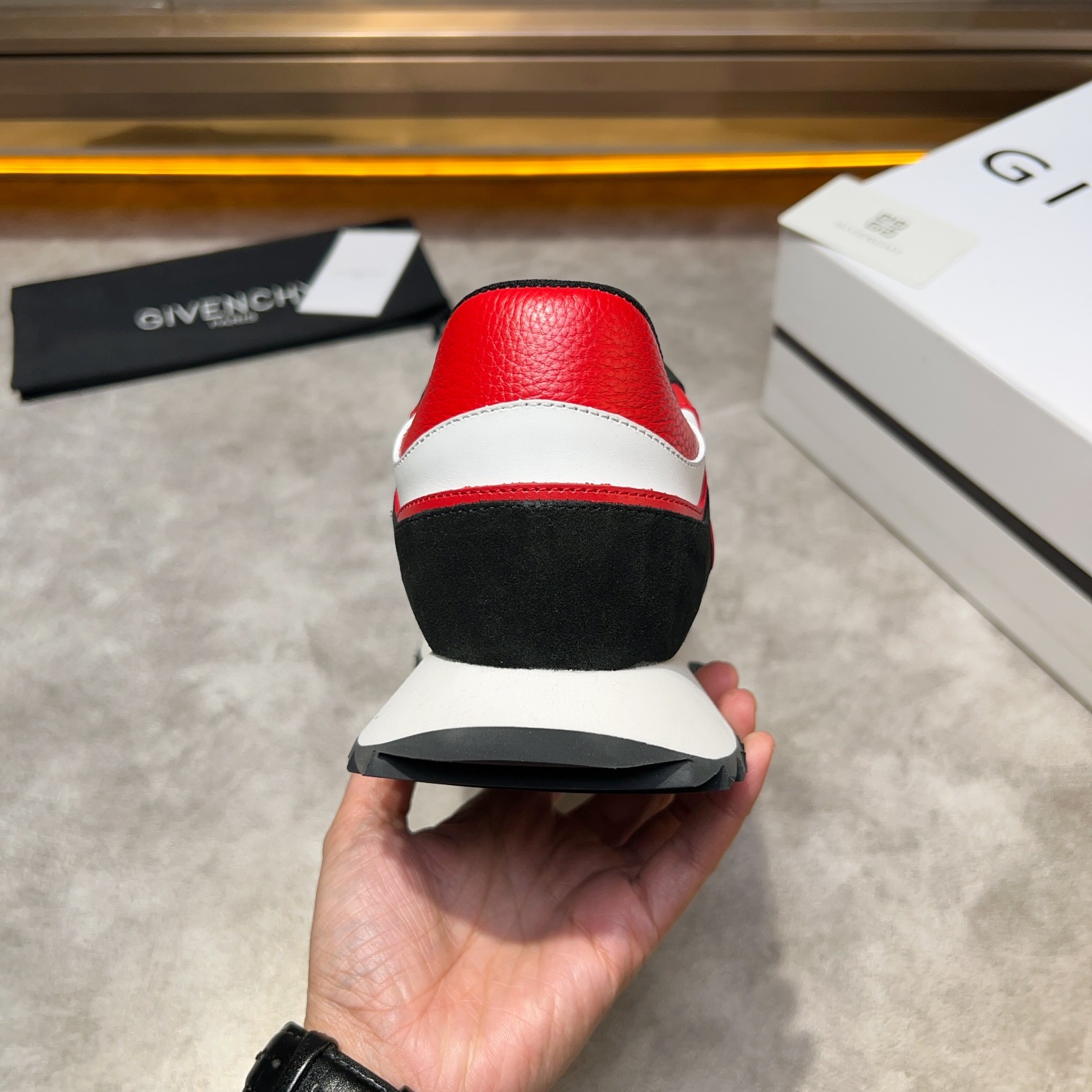 GIVENCHY Men's Giv 1 Leather & Fabric Chunky Sneakers - Red/Black 5 a1733918398106 0824