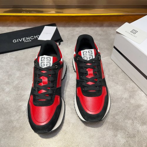 GIVENCHY Men's Giv 1 Leather & Fabric Chunky Sneakers - Red/Black 12 GIVENCHY Men's Giv 1 Leather & Fabric Chunky Sneakers - Red/Black