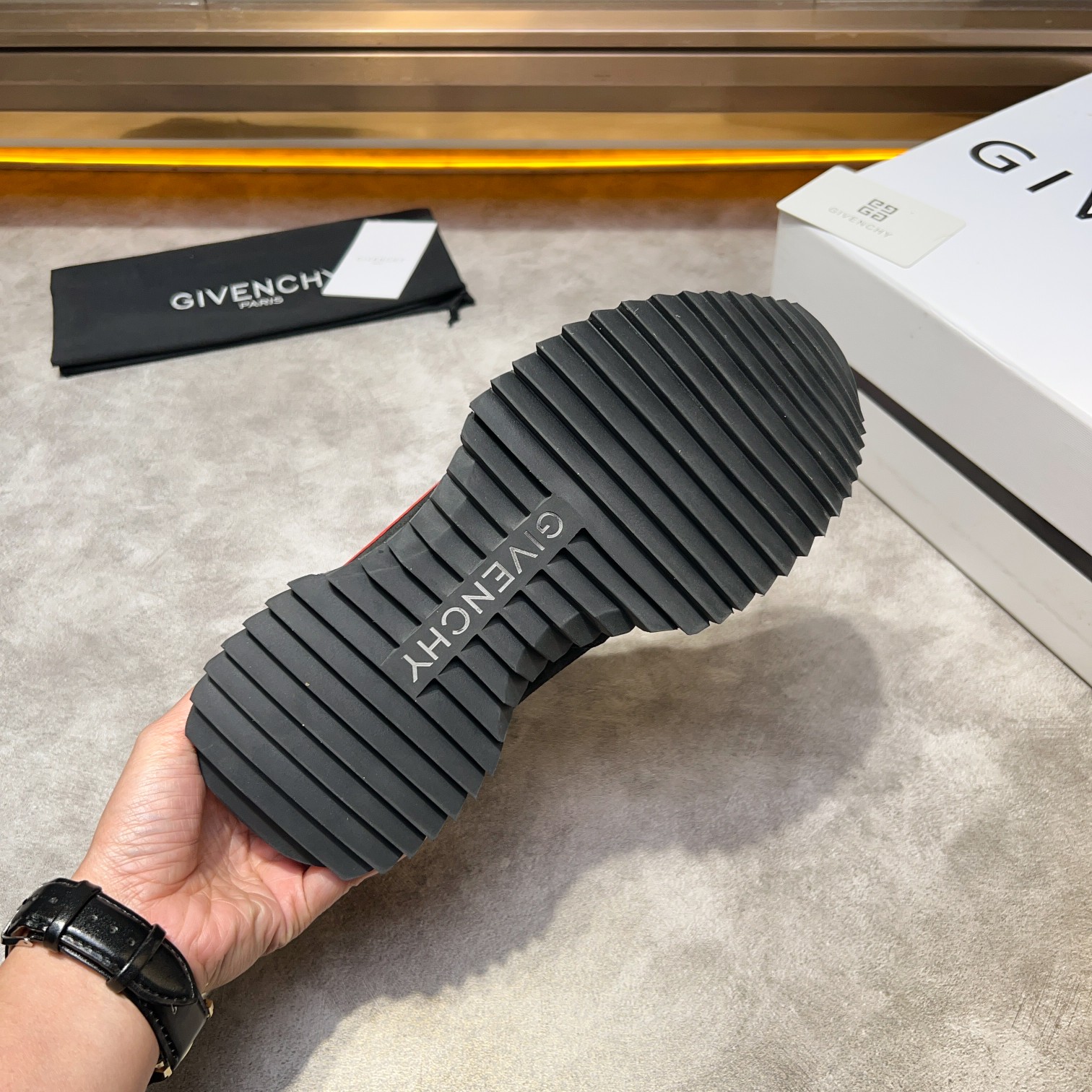 GIVENCHY Men's Giv 1 Leather & Fabric Chunky Sneakers - Red/Black 9 a1733918398897 2675