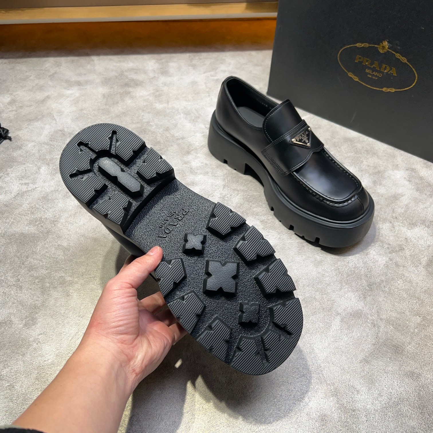 Prada Leather Loafers with Enamel Triangle Logo - Classic Style & Comfort 4 a1735114839188 1458