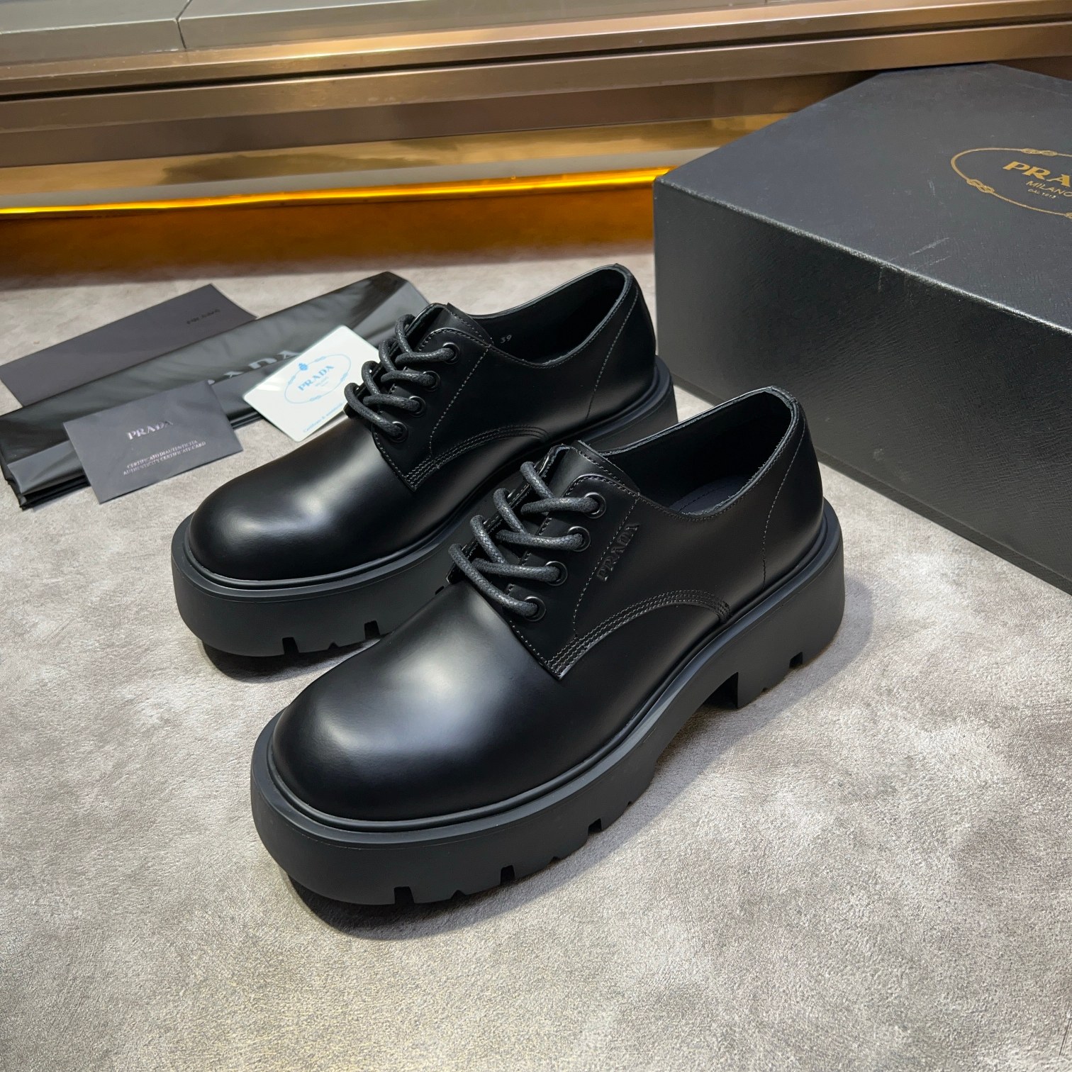 Prada Leather Lace-Up Shoes, Comfortable and Breathable, Available in Multiple Sizes 3 a1735114926470 2256