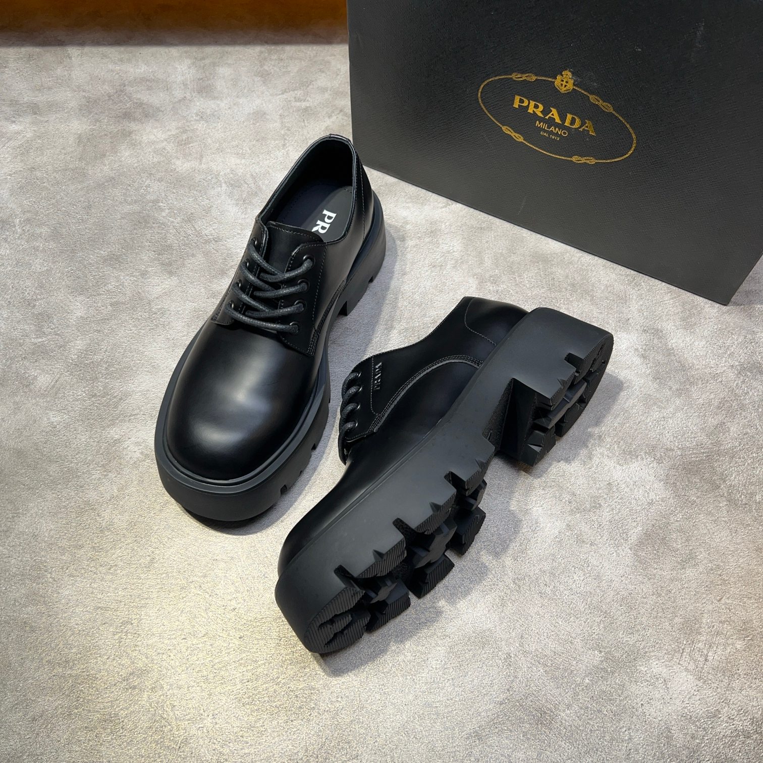 Prada Leather Lace-Up Shoes, Comfortable and Breathable, Available in Multiple Sizes 6 a1735114926646 3681
