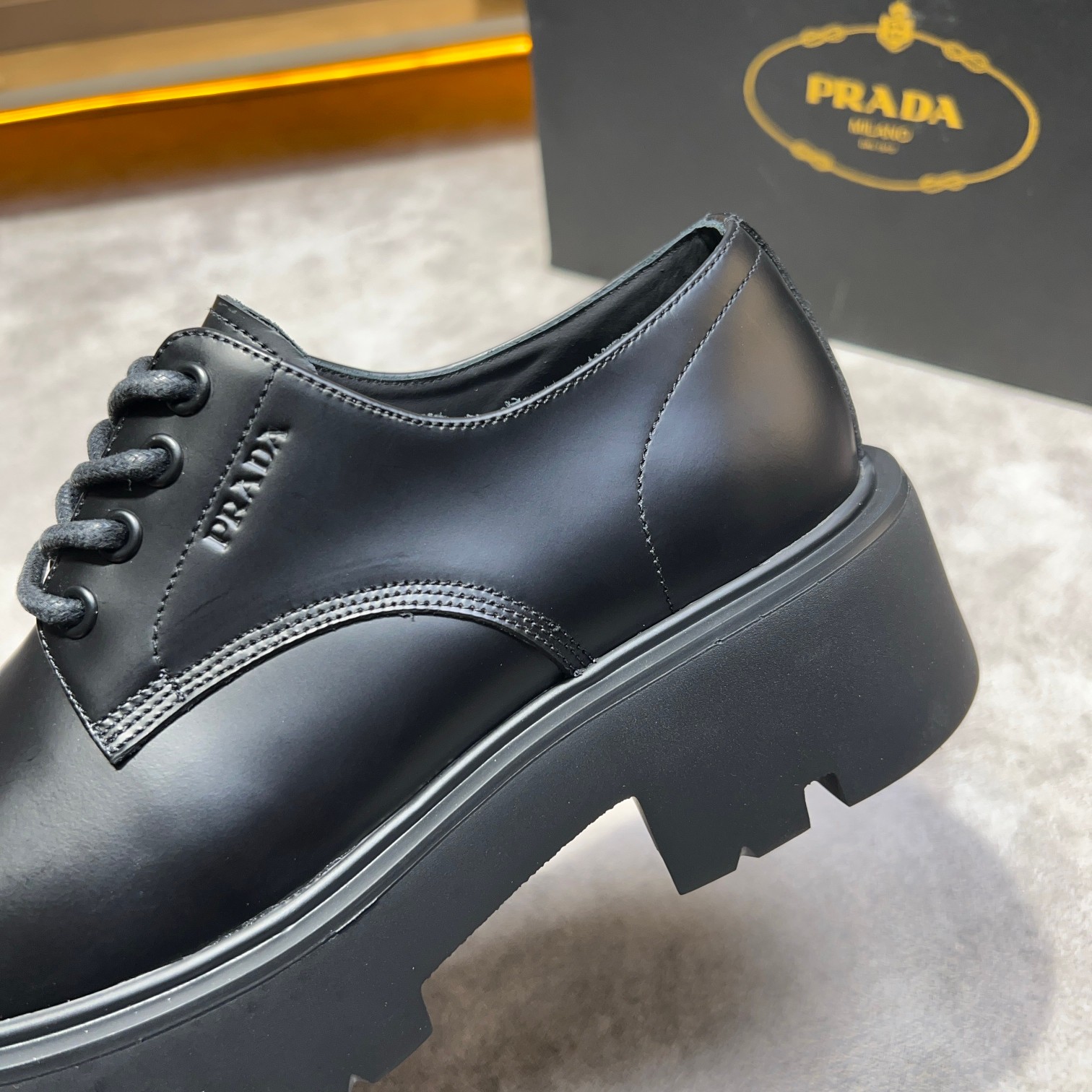Prada Leather Lace-Up Shoes, Comfortable and Breathable, Available in Multiple Sizes 10 a1735114928065 3604