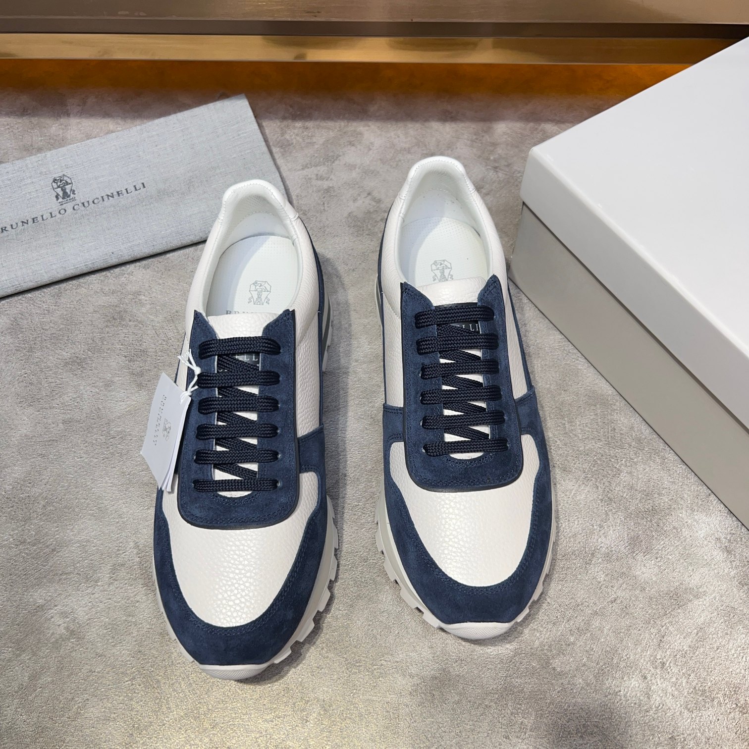 Brunello Cucinelli Spring/Summer New Colour Block Sports Board Men's Shoes Este entrenador está hech