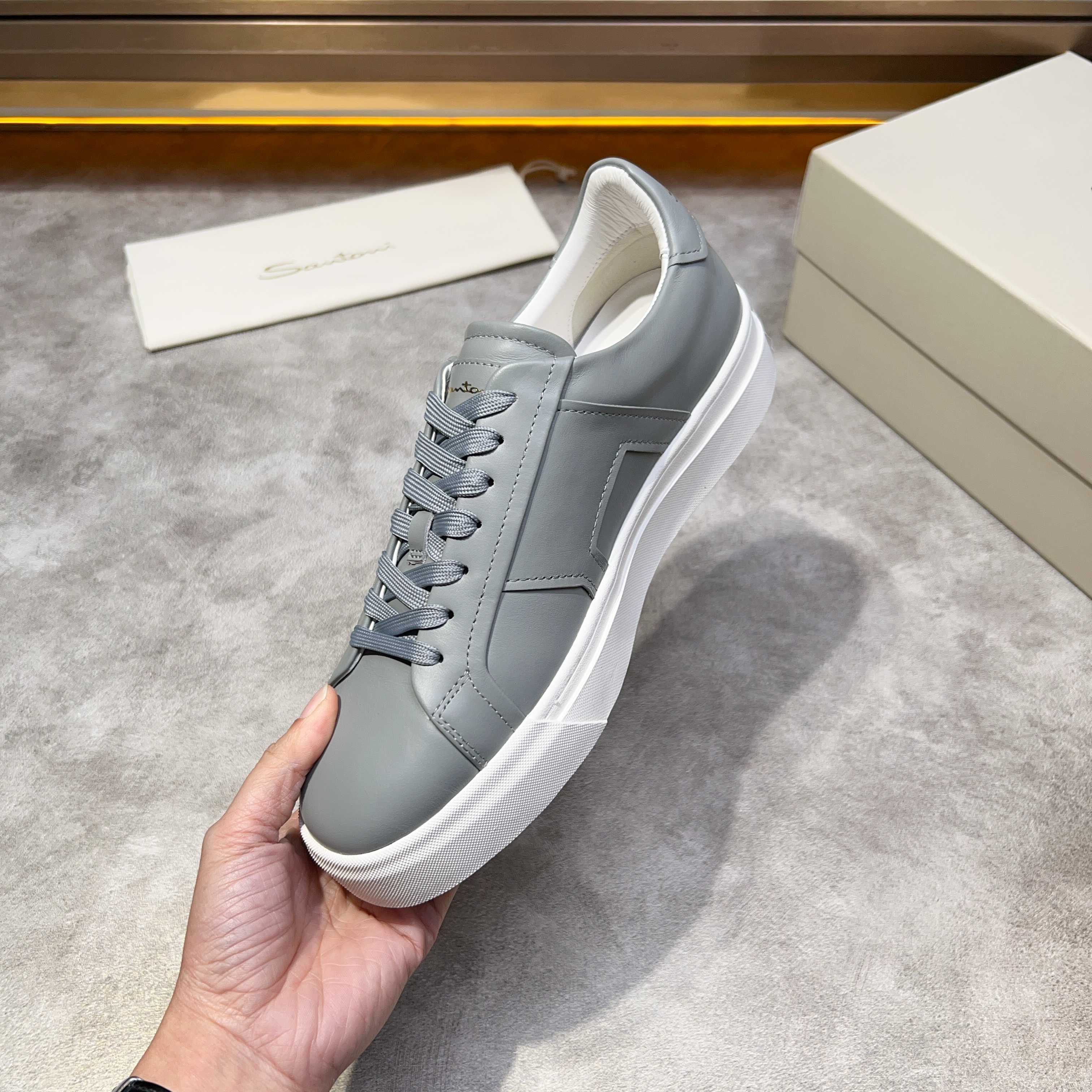 Santoni Italian Leather Sneakers, Handmade Calfskin Shoes for Men, Size 39-44 6 a1741780682215 5781