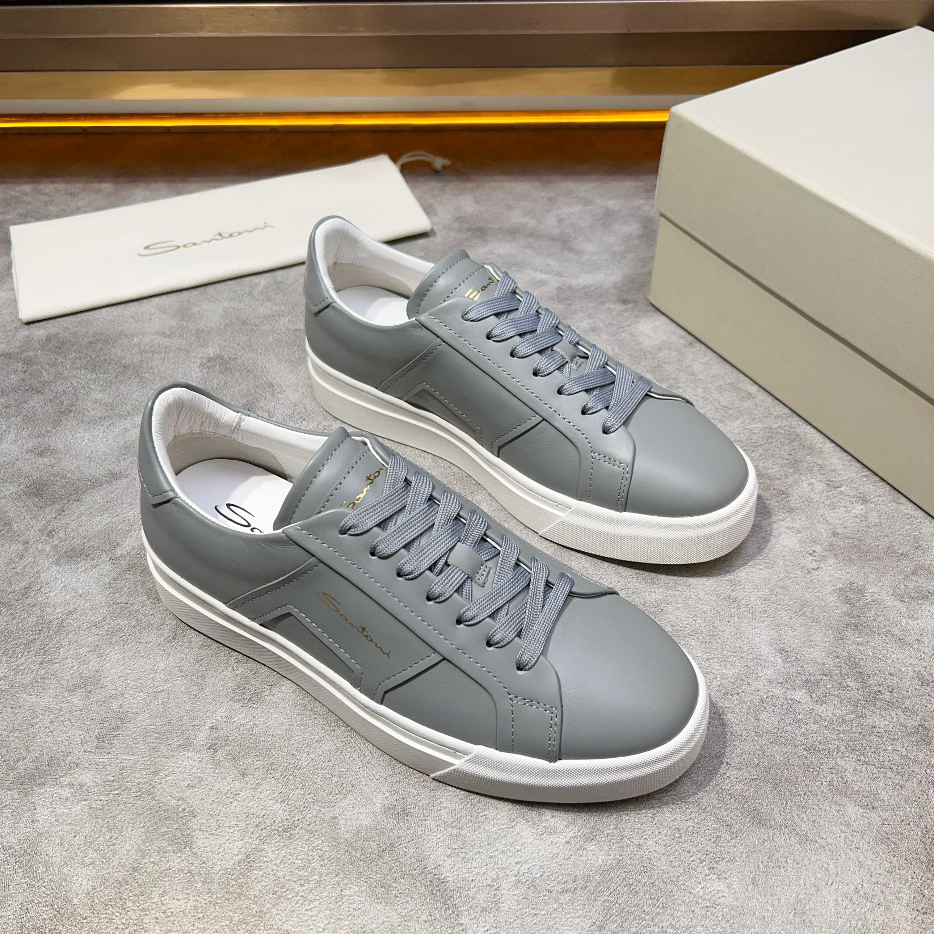 Santoni Italian Leather Sneakers, Handmade Calfskin Shoes for Men, Size 39-44 9 a1741780684975 0276