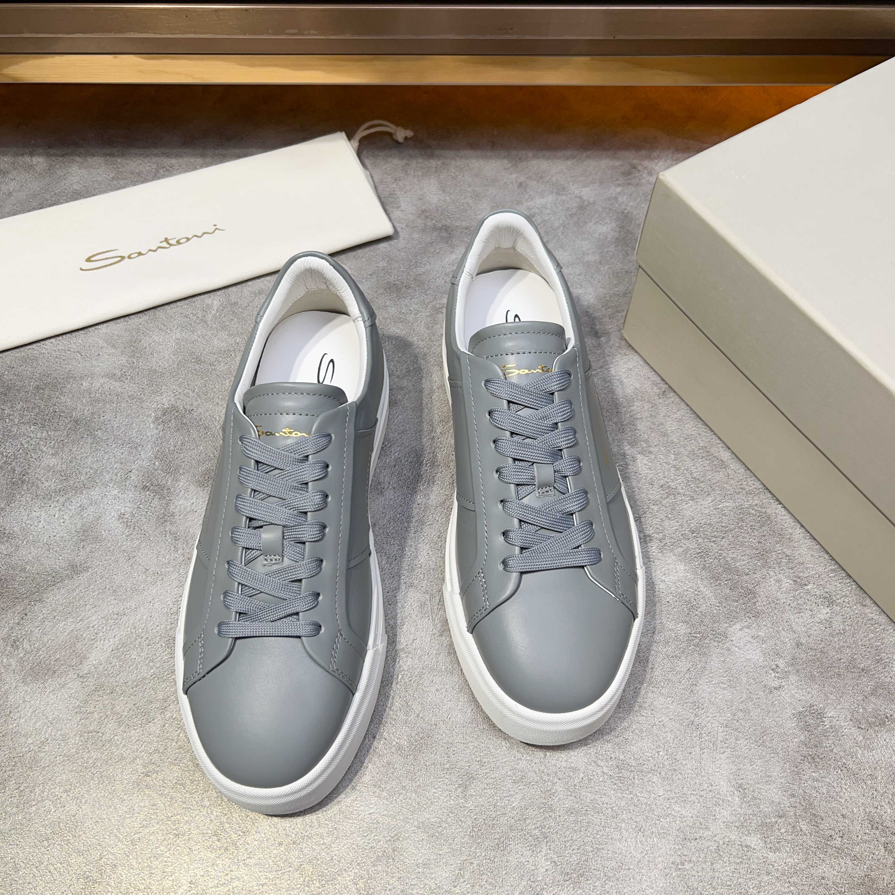 Santoni Italian Leather Sneakers, Handmade Calfskin Shoes for Men, Size 39-44 10 a1741780685110 4240