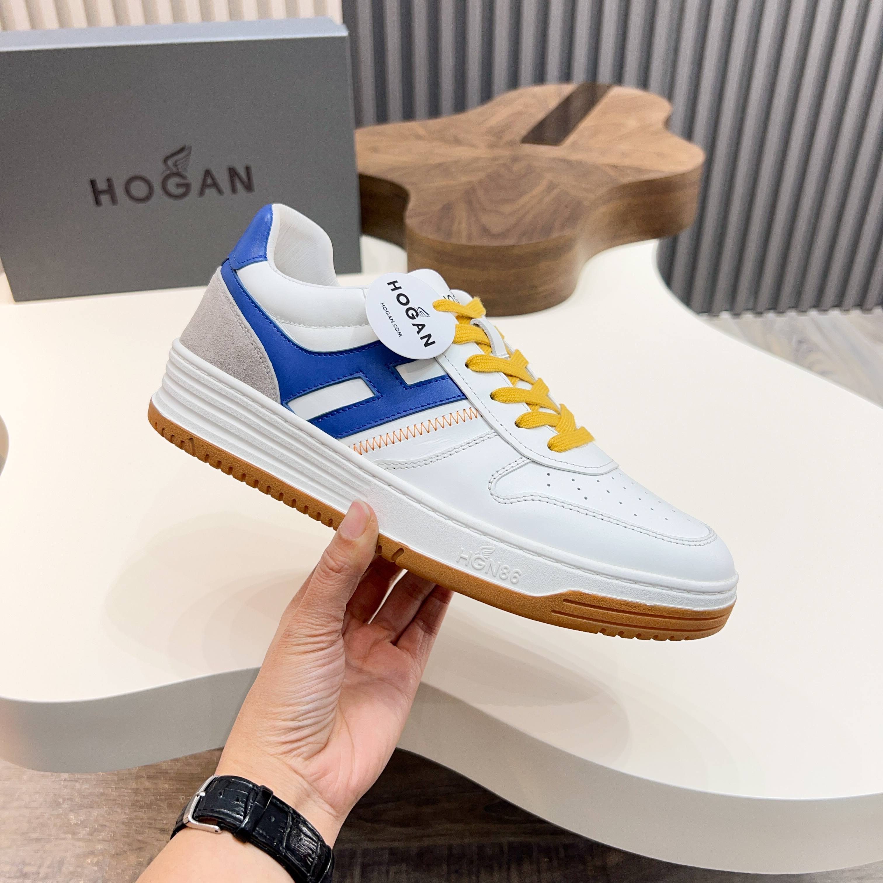 Hogan H630 Series Men's White & Blue Leather Sneakers - Retro Style 7 a1741866093467 2057