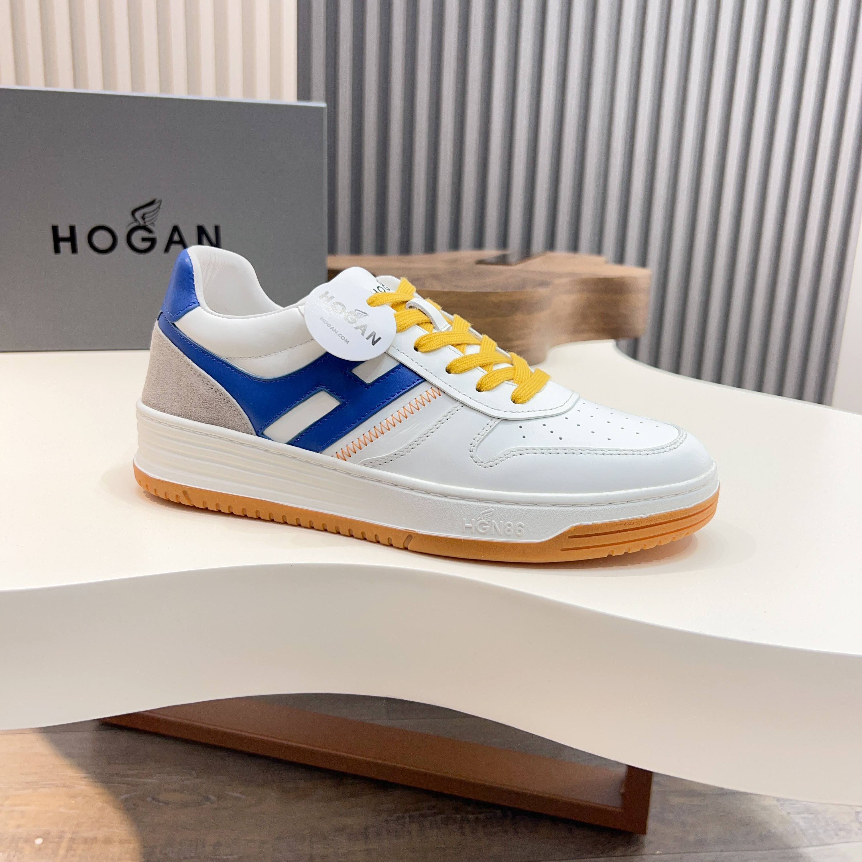 Hogan H630 Series Men's White & Blue Leather Sneakers - Retro Style 11 a1741866093477 2054