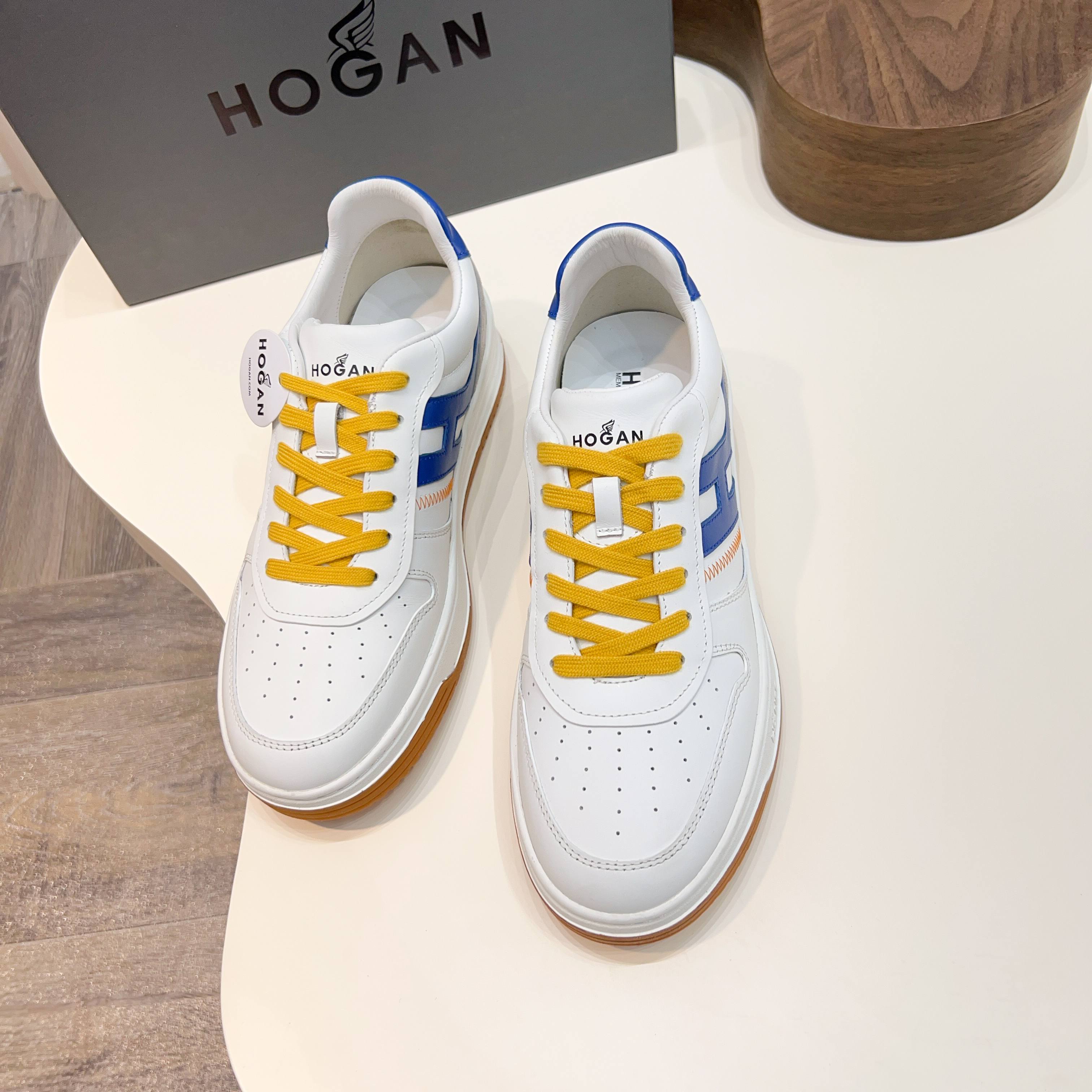 Hogan H630 Series Men's White & Blue Leather Sneakers - Retro Style 10 a1741866093517 0320