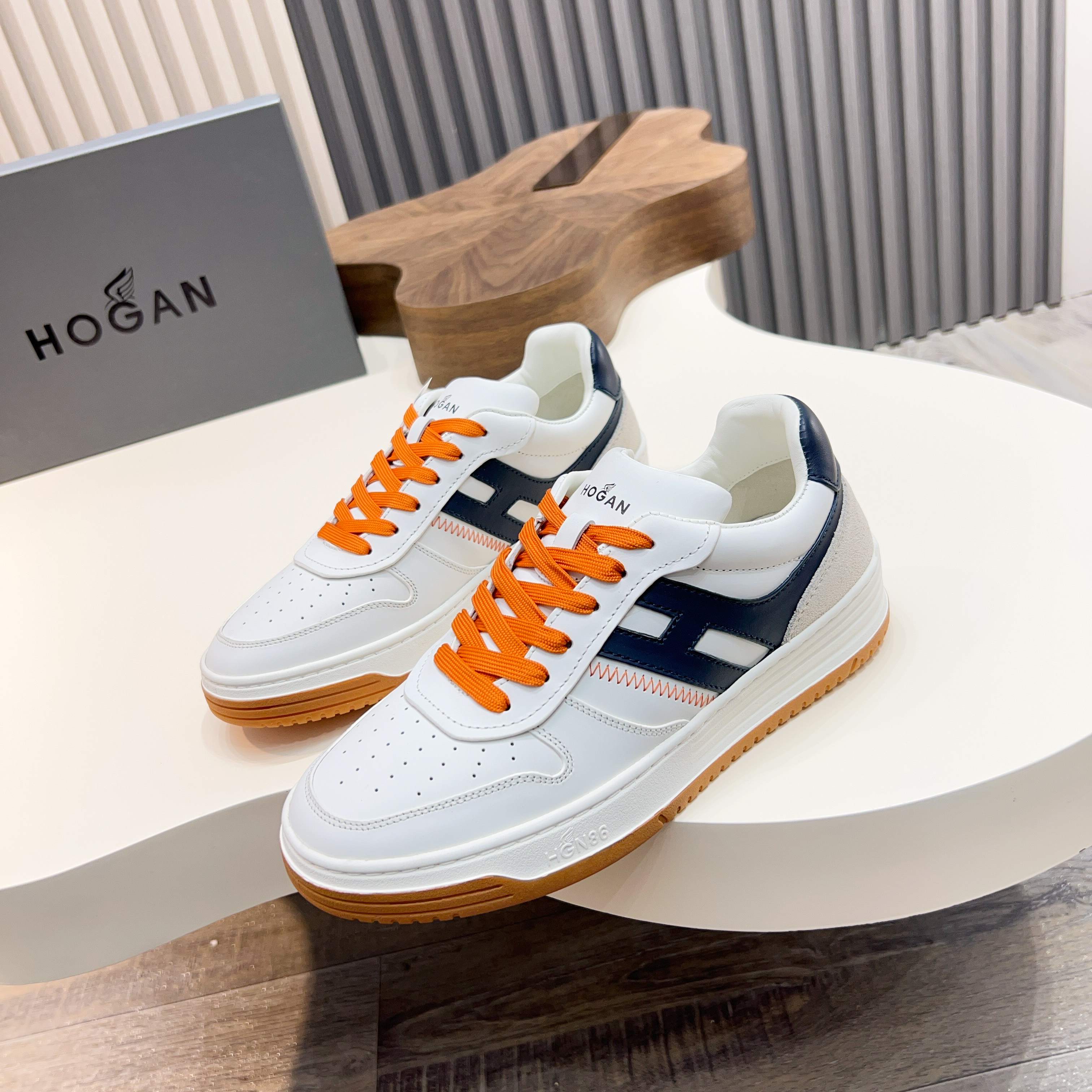 Hogan H630 Series Retro Inspired Color Block Leather Sneakers
