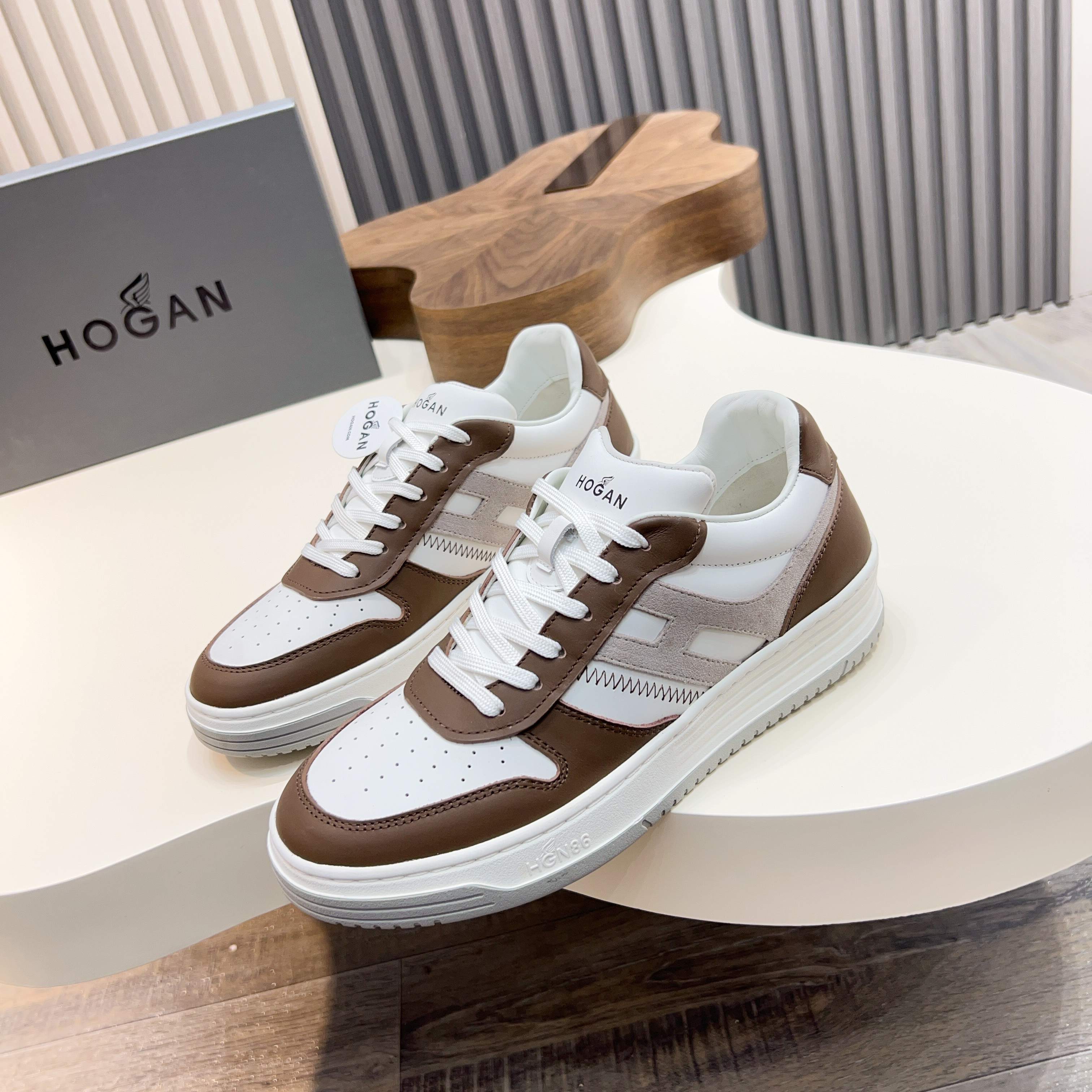 Hogan H630 Series Men's Color Block Sneakers Leather Upper, Breathable Design