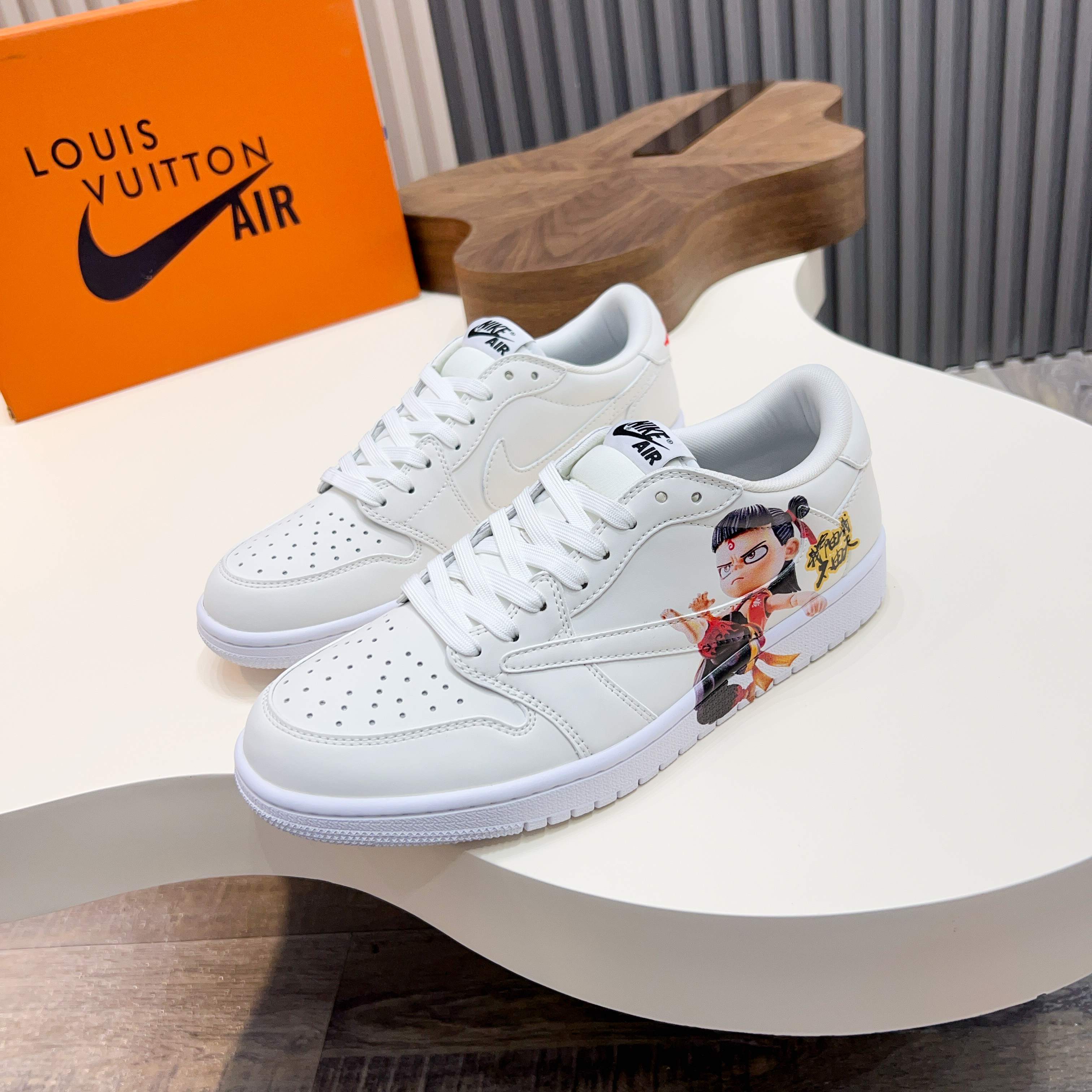 L.V x Nike Low-Top Sneakers in White Leather, Size 39-44