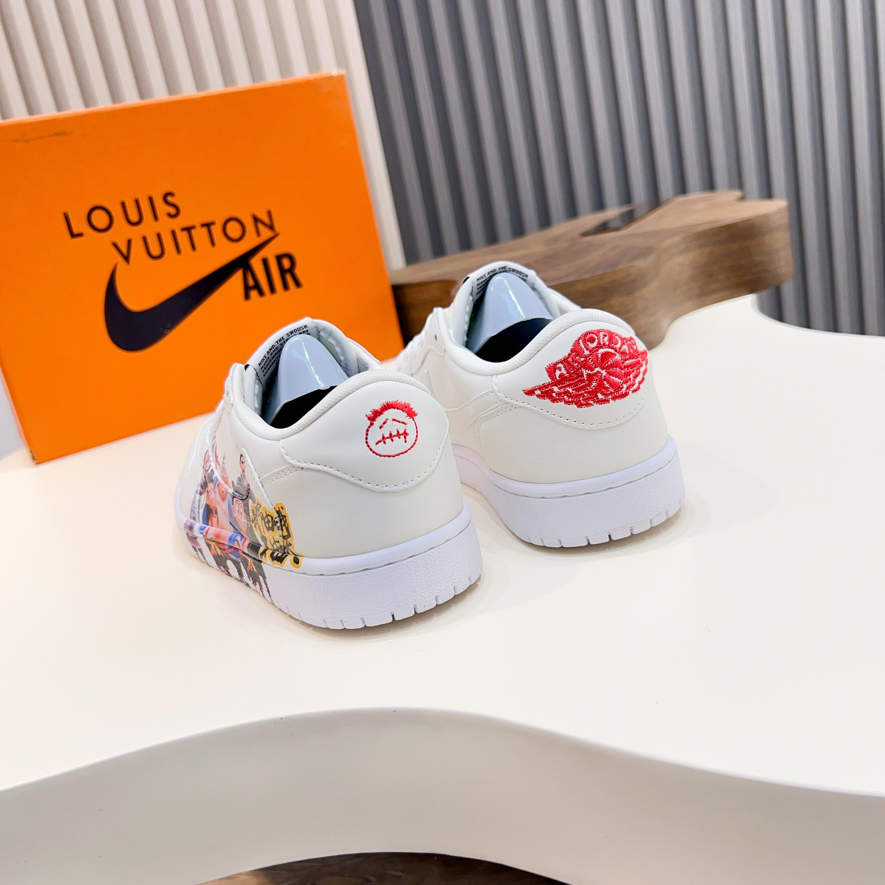L.v x Nike Low-Top Sneakers in White Leather with Cartoon Print 9 a1741921264608 3355