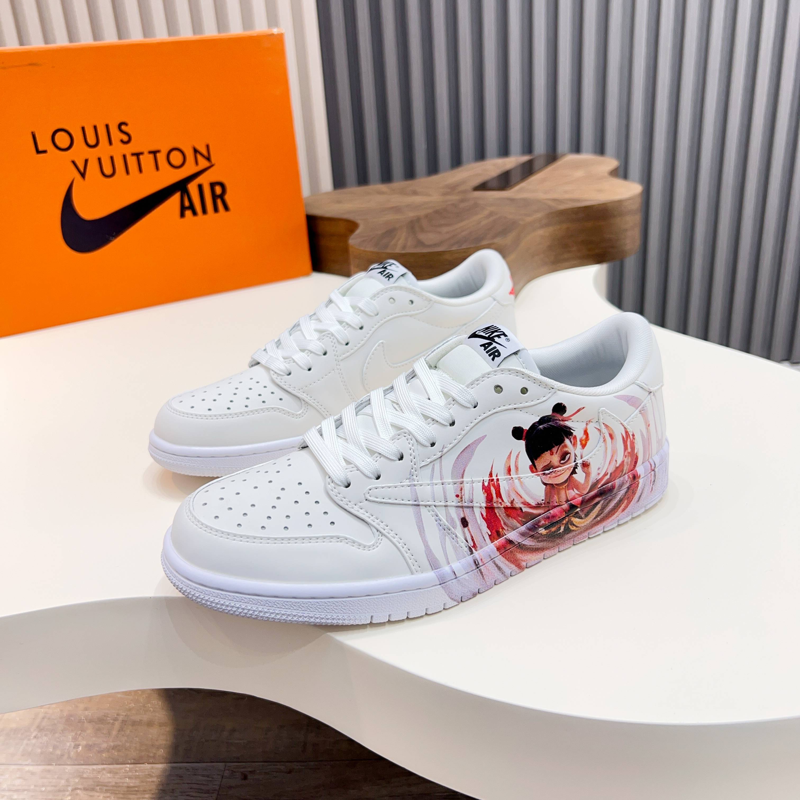 L.v X Nike Low-Top Sneakers - Leather, Print Logo, Fashionable & Versatile