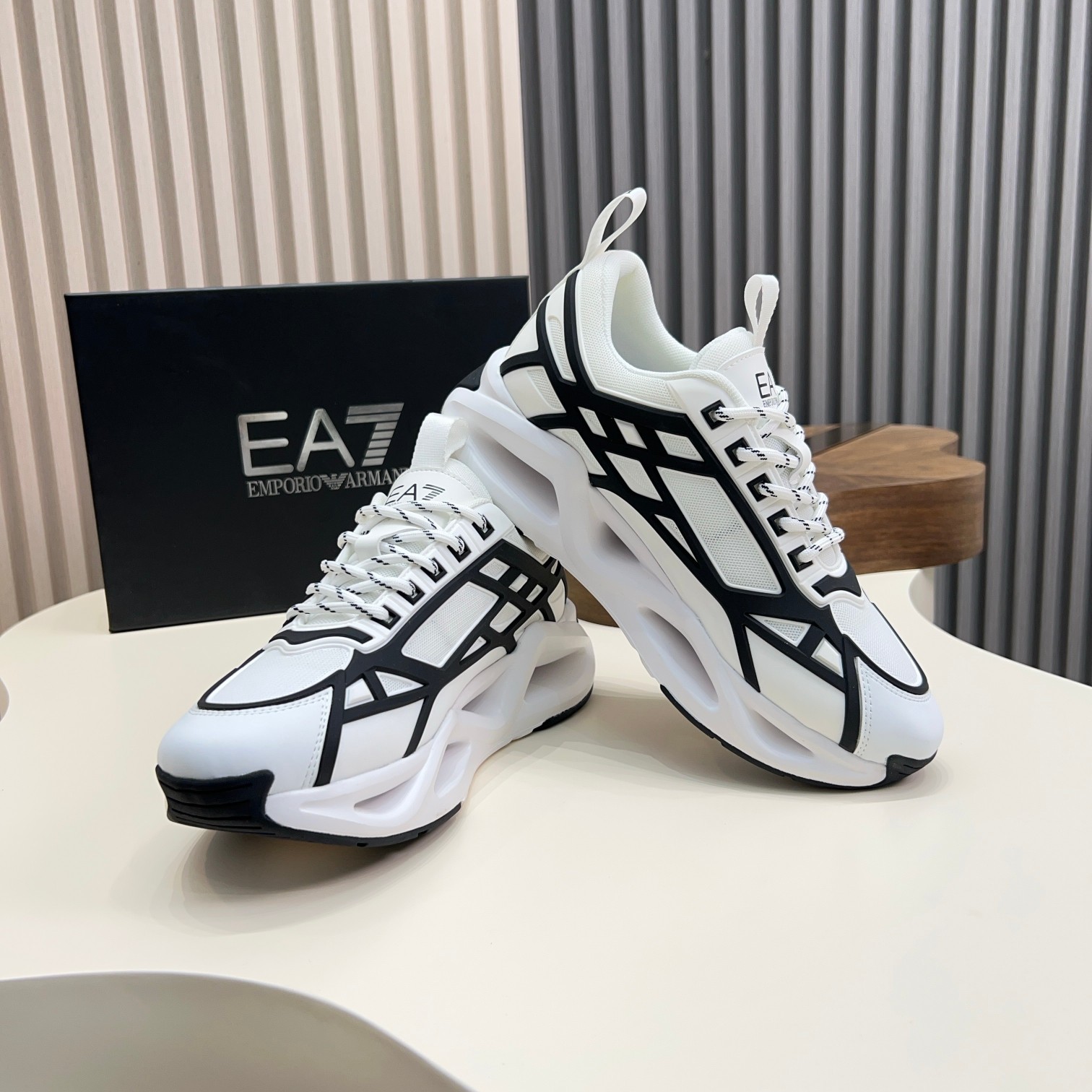Emporio Armani Men's White & Black Designer Sneakers, Sizes 39-44 4 a1743060788646 8514