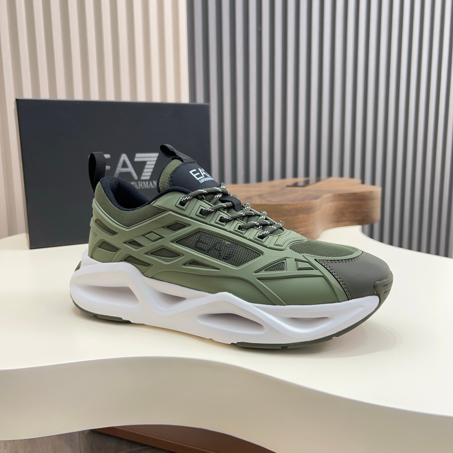 Emporio Armani Men's Olive Green Sneakers with White Sole, Sizes 39-44 6 a1743060808334 1364