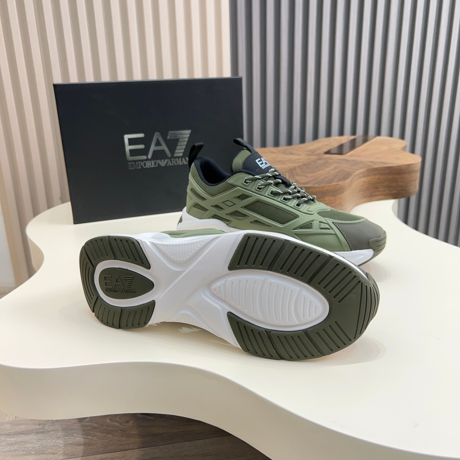 Emporio Armani Men's Olive Green Sneakers with White Sole, Sizes 39-44 4 a1743060808453 3723