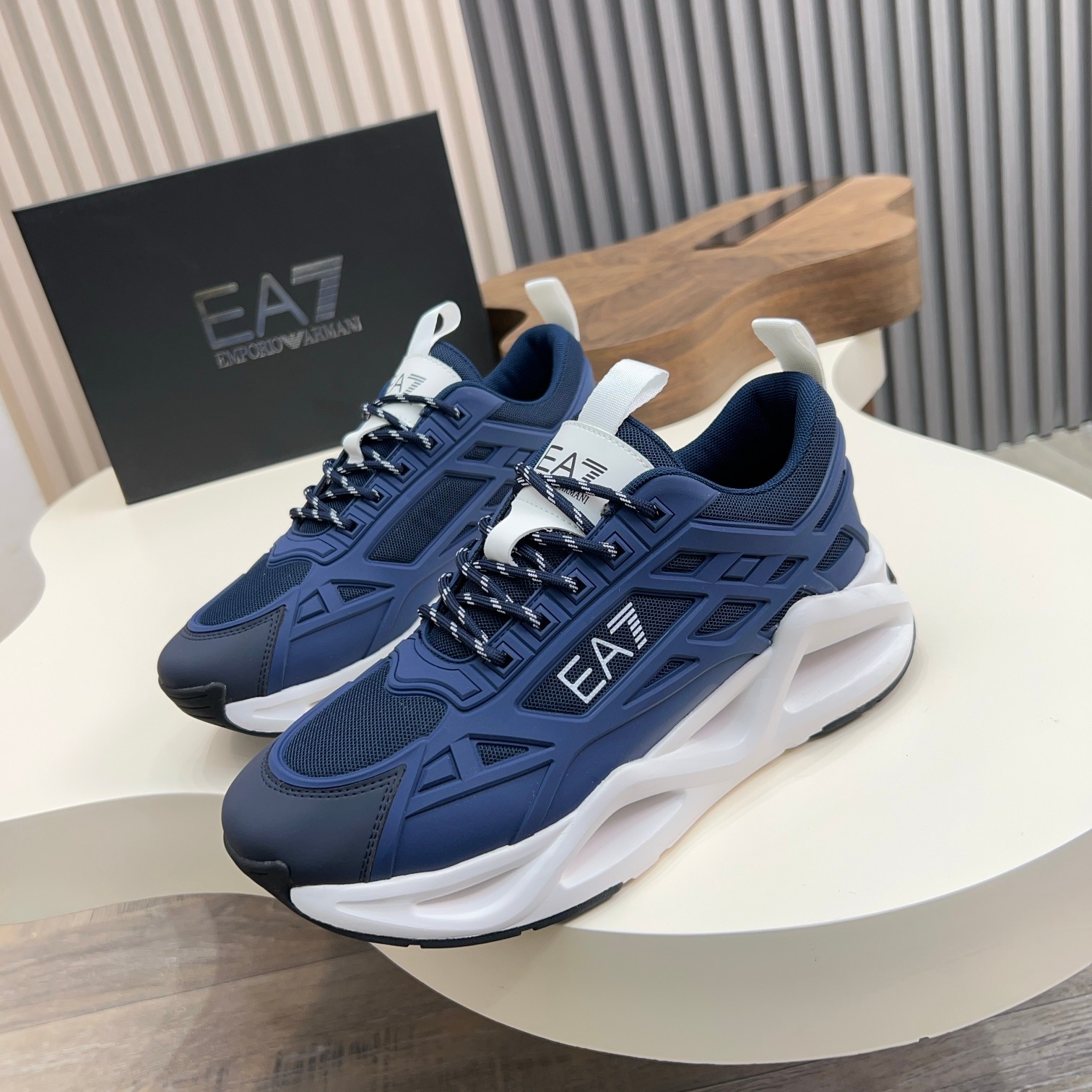 Emporio Armani Men's Blue Sneakers With White Accents - Size 39-44 2 a1743060825216 1603