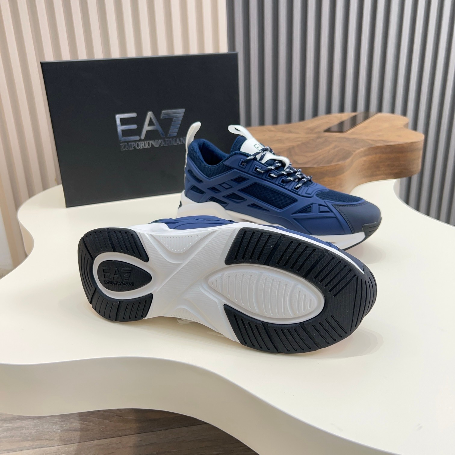 Emporio Armani Men's Blue Sneakers With White Accents - Size 39-44 4 a1743060825298 1315