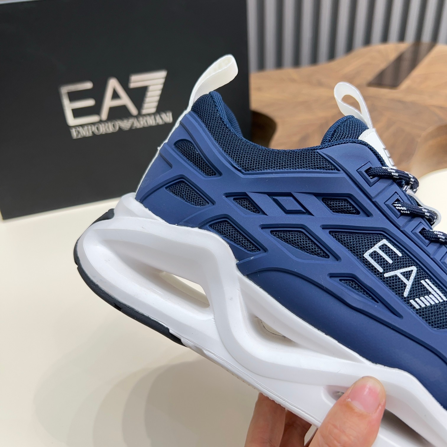 Emporio Armani Men's Blue Sneakers With White Accents - Size 39-44 5 a1743060825335 5230