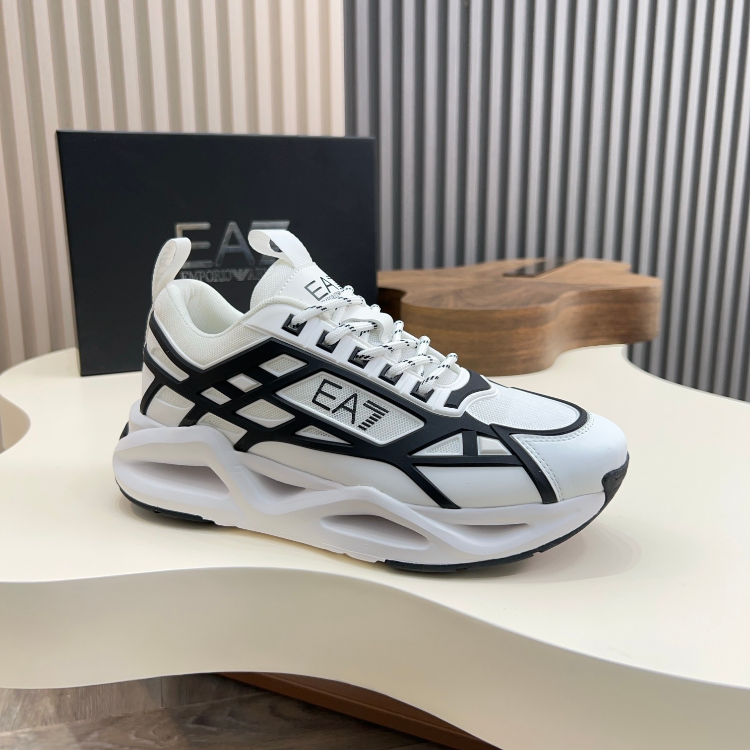 Emporio Armani Men's White & Black Designer Sneakers, Sizes 39-44 5 a1743060934724 8826